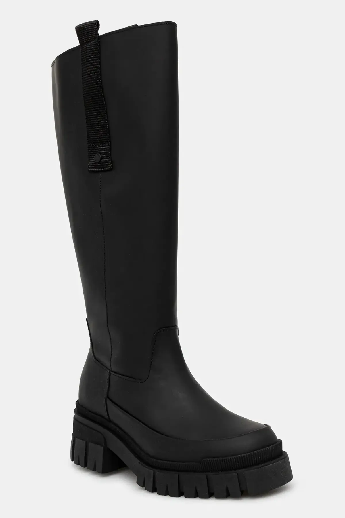 Кожаные сапоги Barbour Saidie Tall Boot цвет чёрный на платформе