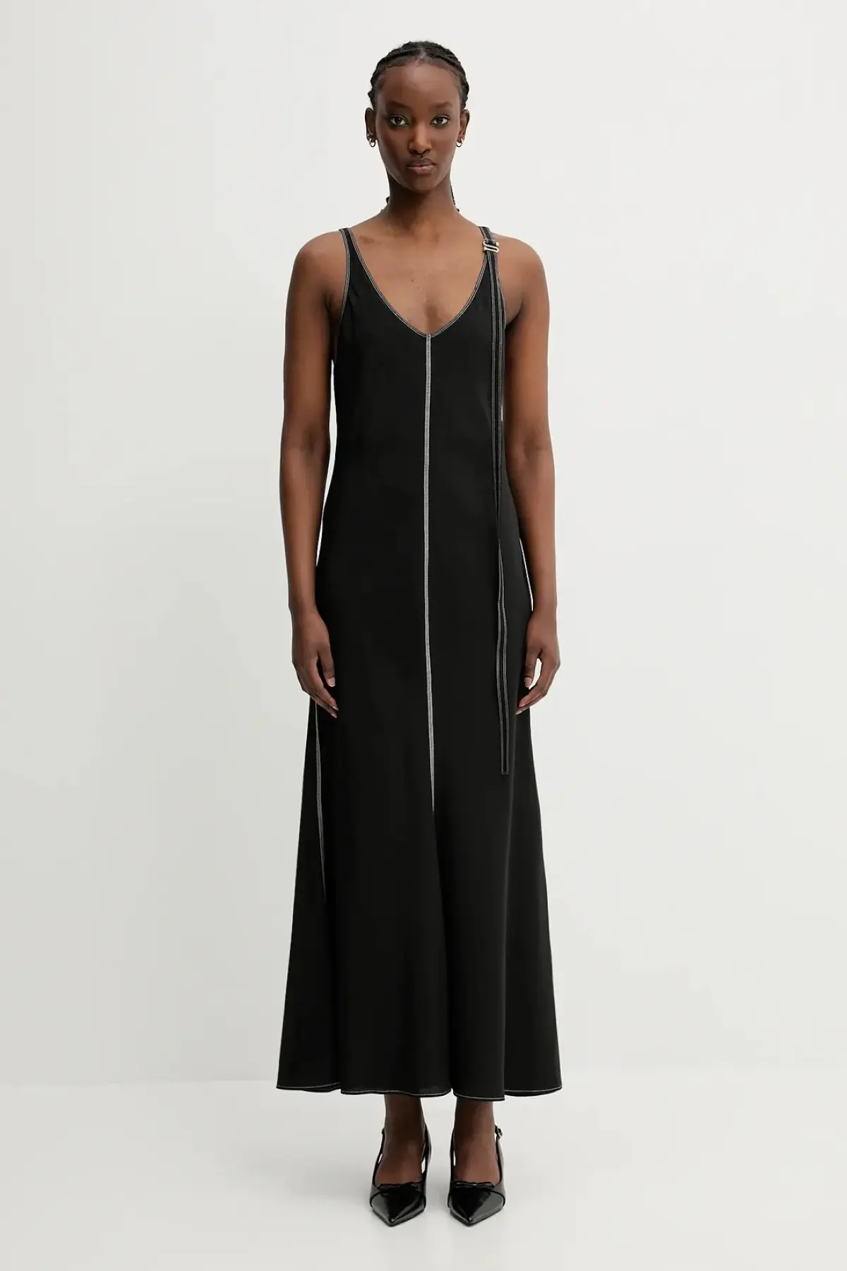Платье Sportmax Unione цвет чёрный maxi расклешённое