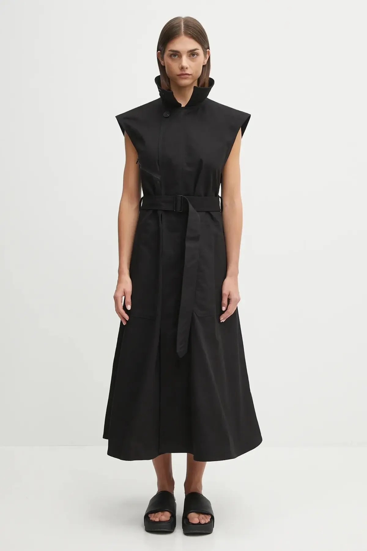 Платье Y-3 Twill цвет чёрный midi расклешённое