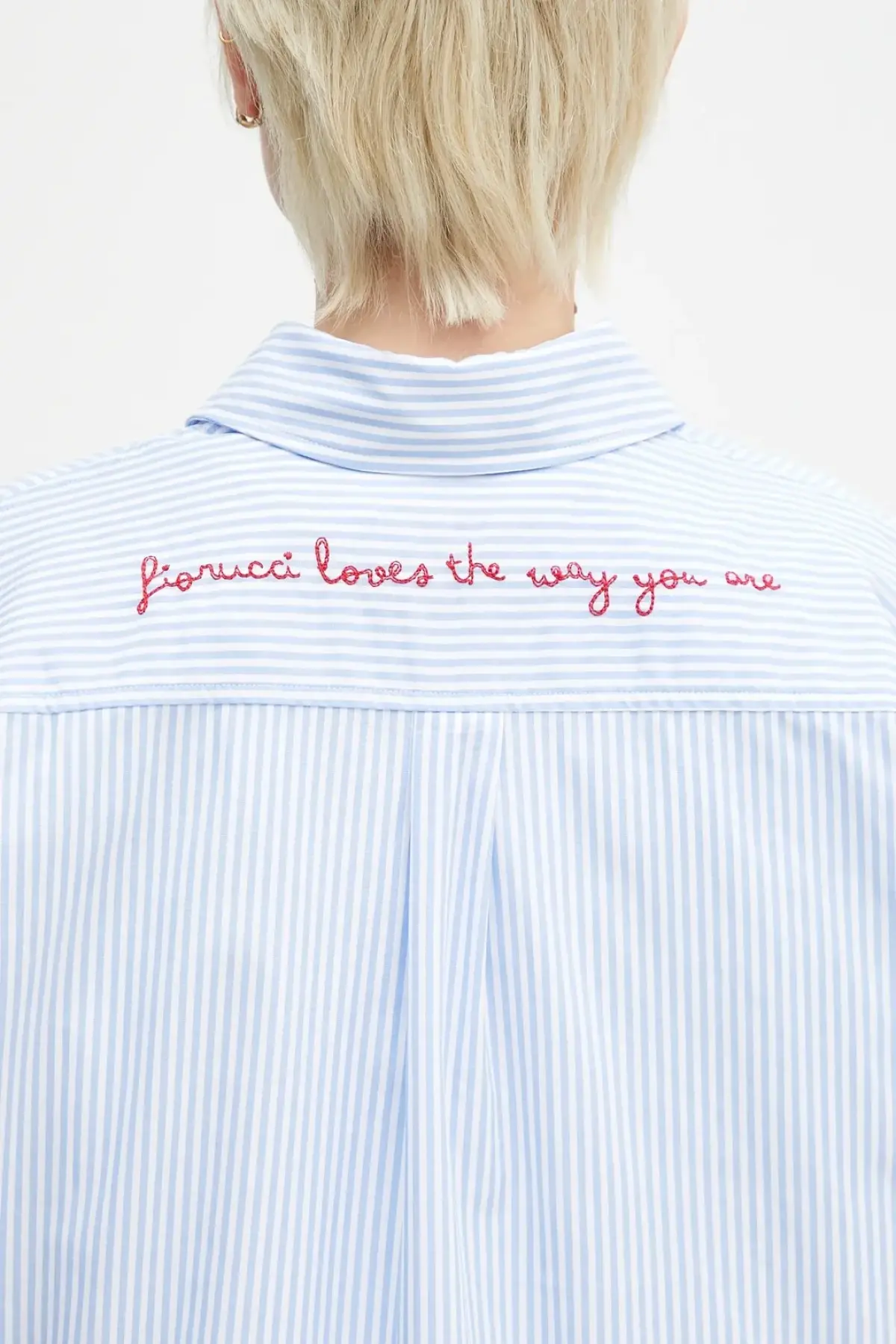 Хлопковая рубашка Fiorucci Striped Embroidered Drawstring Shirt женская relaxed классический воротник
