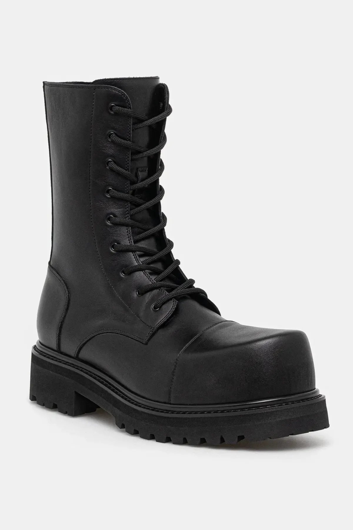 Кожаные полусапоги VETEMENTS Stomp Combat Boot цвет чёрный