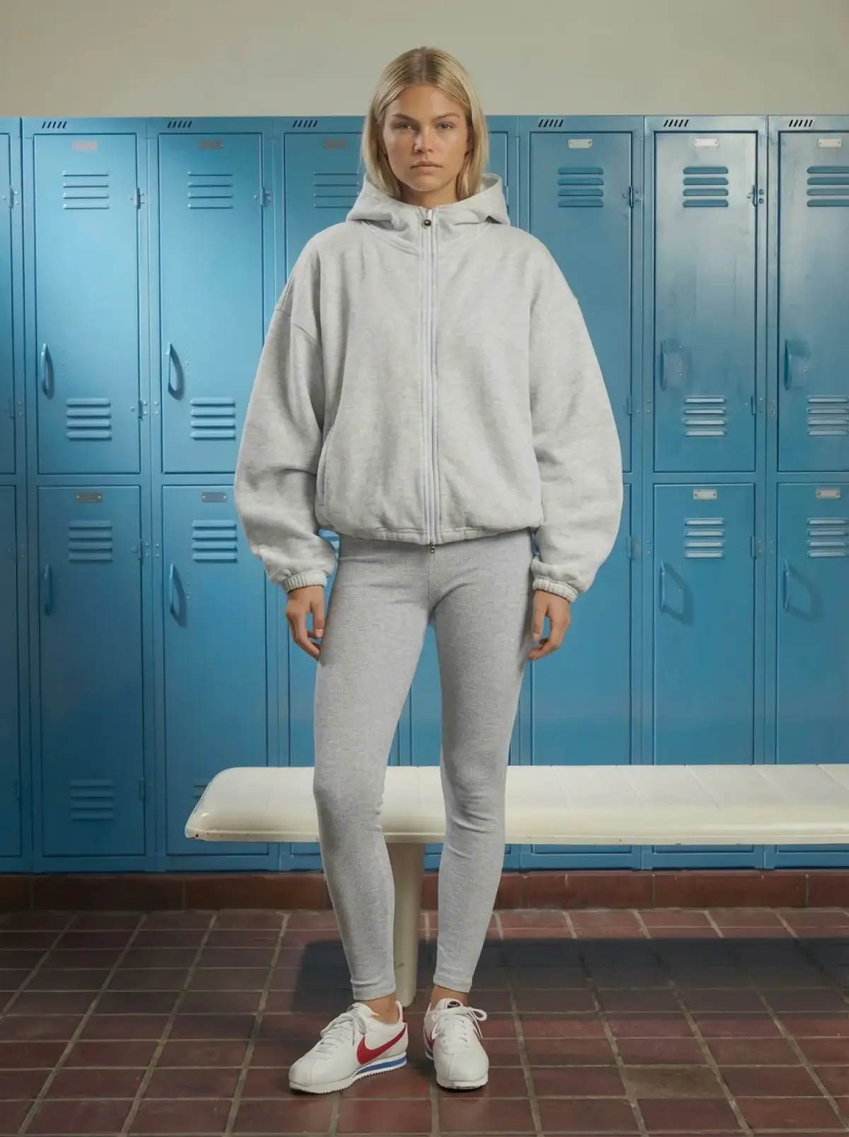 Худи Tassha Yu Tag Me Zip Hoodie Short White Melange