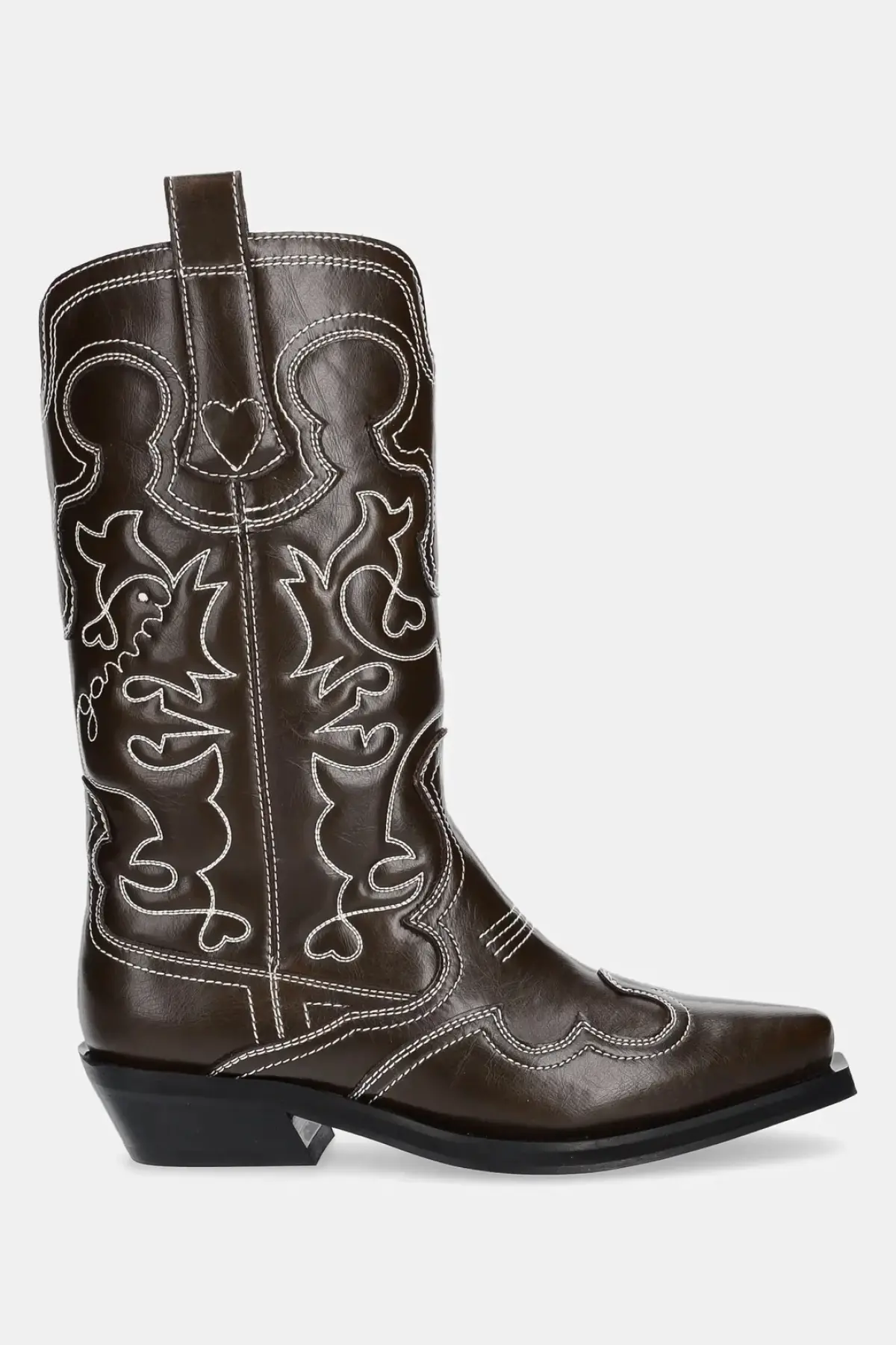Полусапоги GANNI Mid Shaft Embroidered Western Boot Oleatex цвет коричневый каблук кирпичик