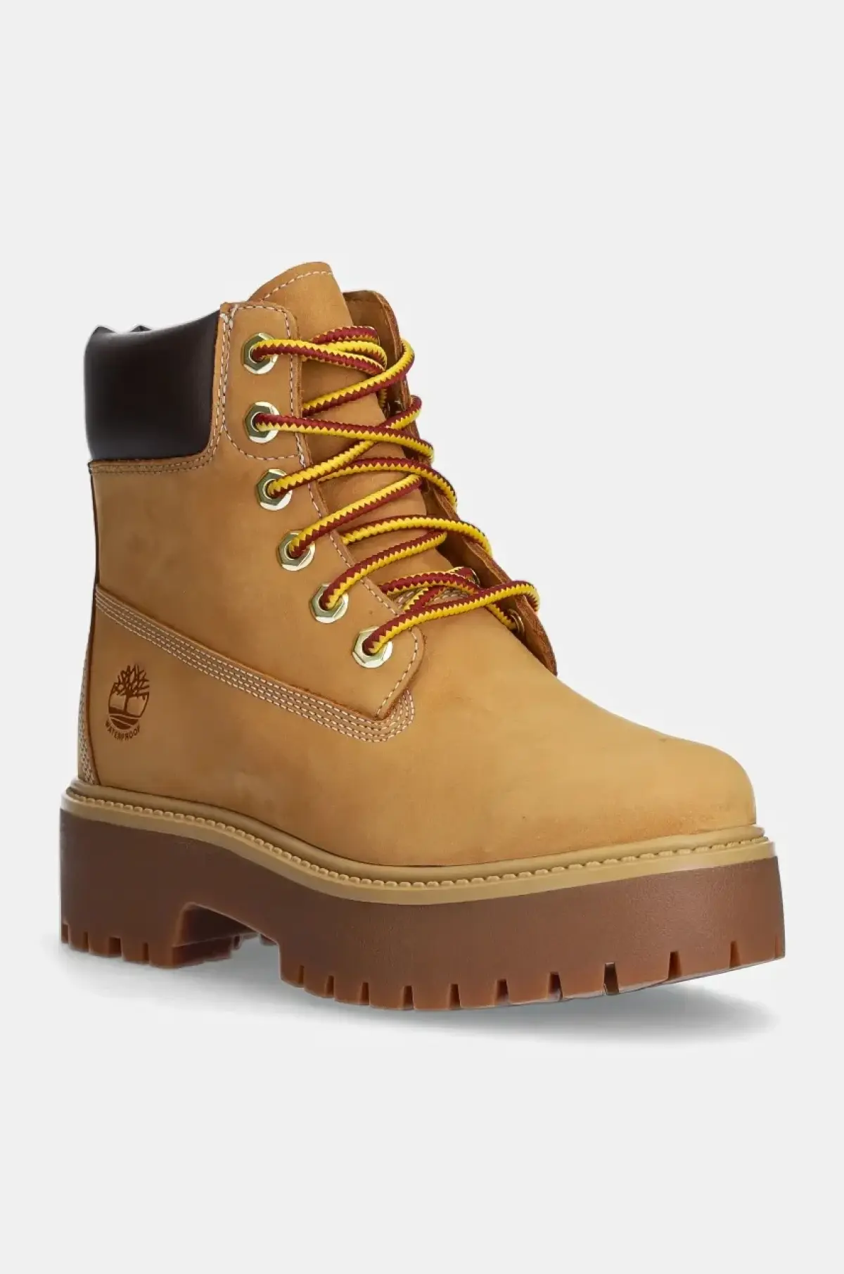 Нубуковые ботинки Timberland Stone Street цвет коричневый на платформе слегка утеплённый
