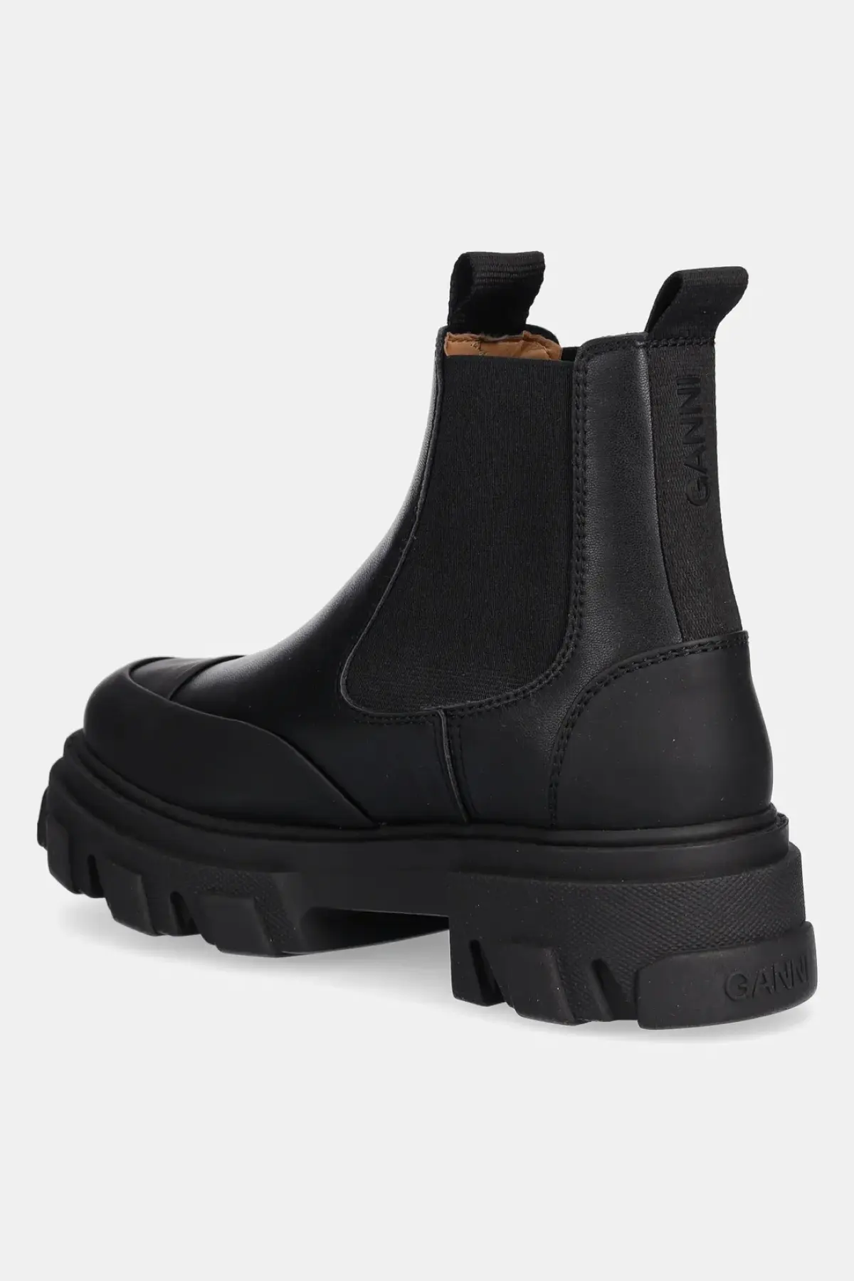 Ботинки GANNI Cleated Low Chelsea Boot цвет чёрный на плоском ходу
