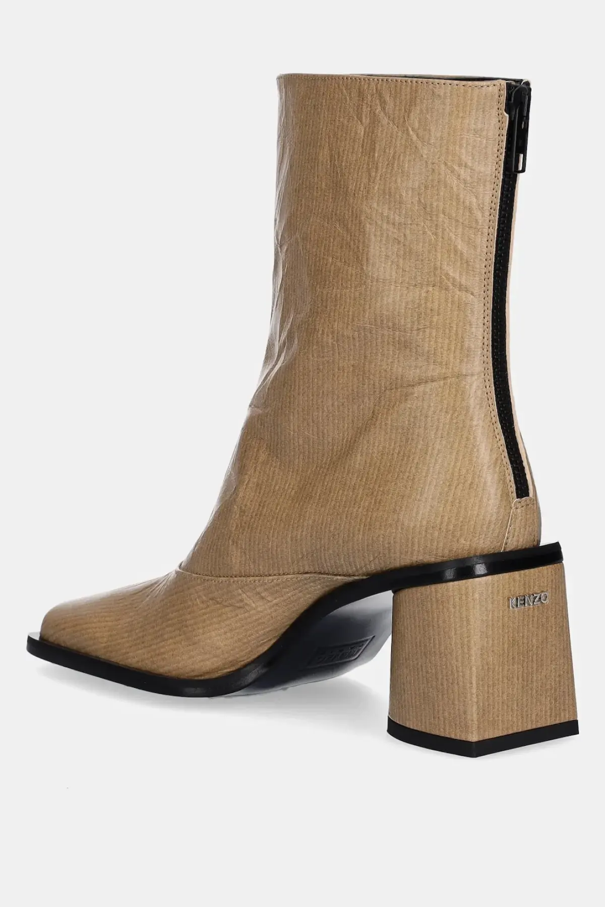 Кожаные полусапожки Kenzo Kimi Ankle Boots цвет бежевый каблук кирпичик FF62BT120L06.87