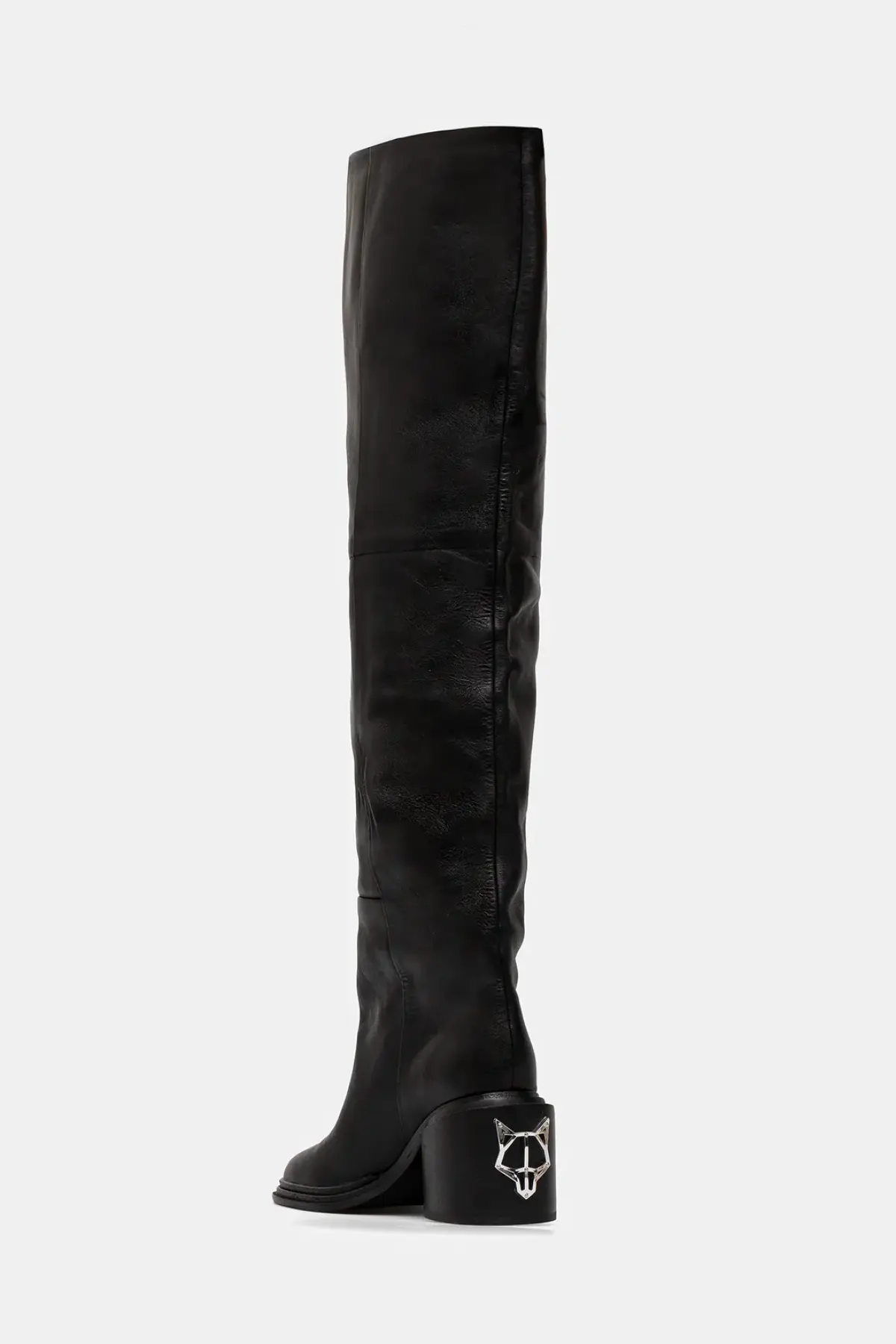 Кожаные сапоги Naked Wolfe Nature цвет чёрный каблук кирпичик Nature Nappa Prince Leather Black