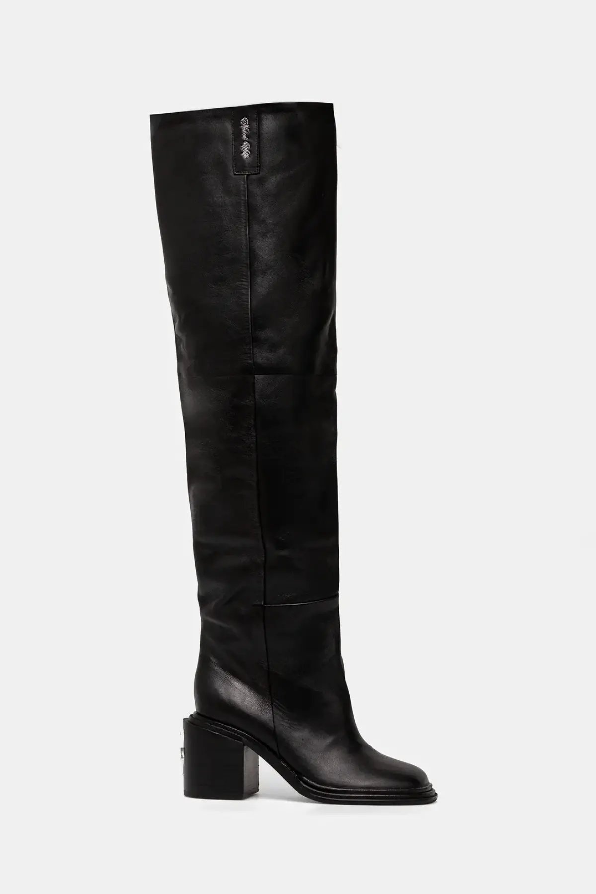 Кожаные сапоги Naked Wolfe Nature цвет чёрный каблук кирпичик Nature Nappa Prince Leather Black