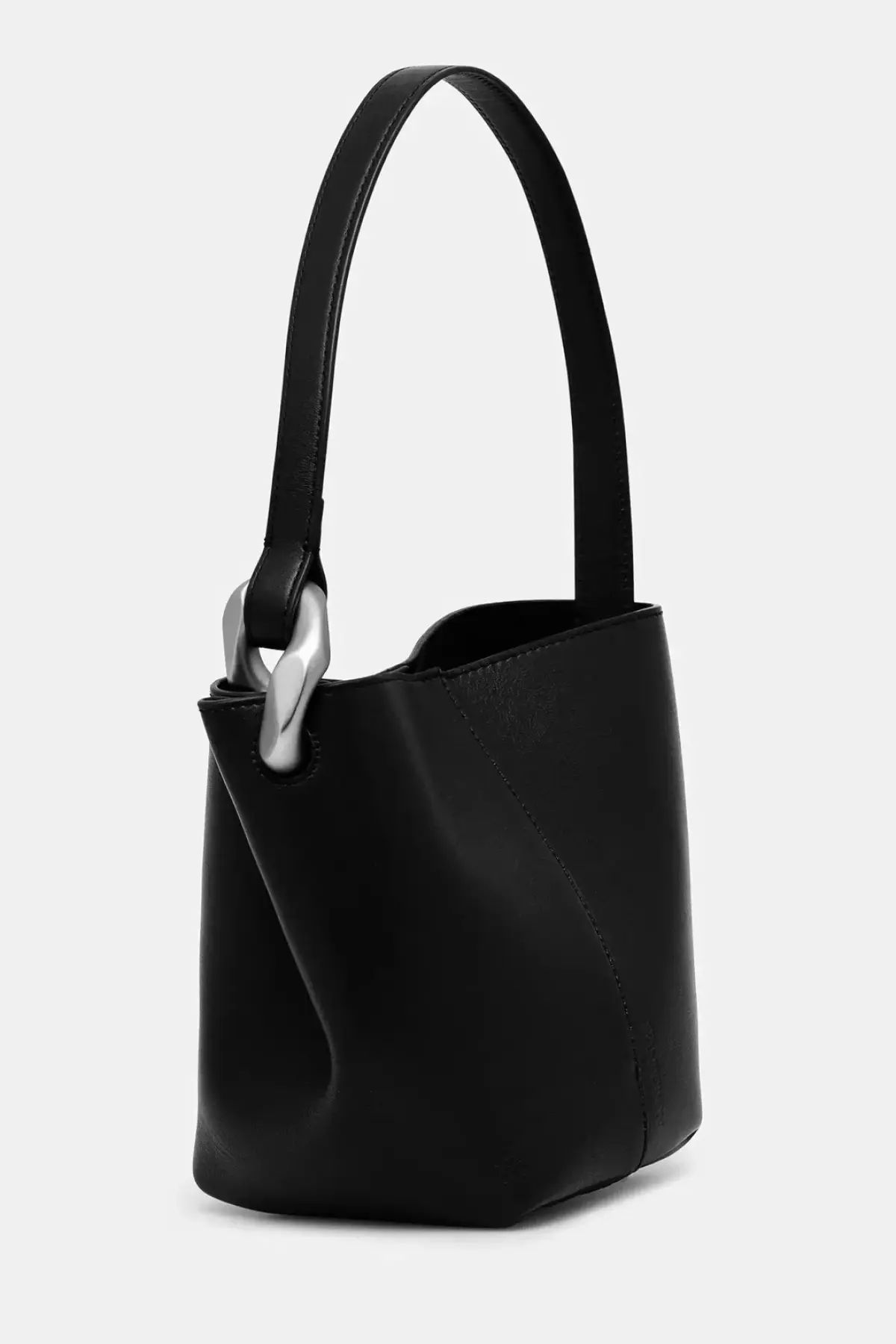 Кожаная сумочка JW Anderson The Jwa Corner Small Bucket цвет чёрный HB0741.LA0232
