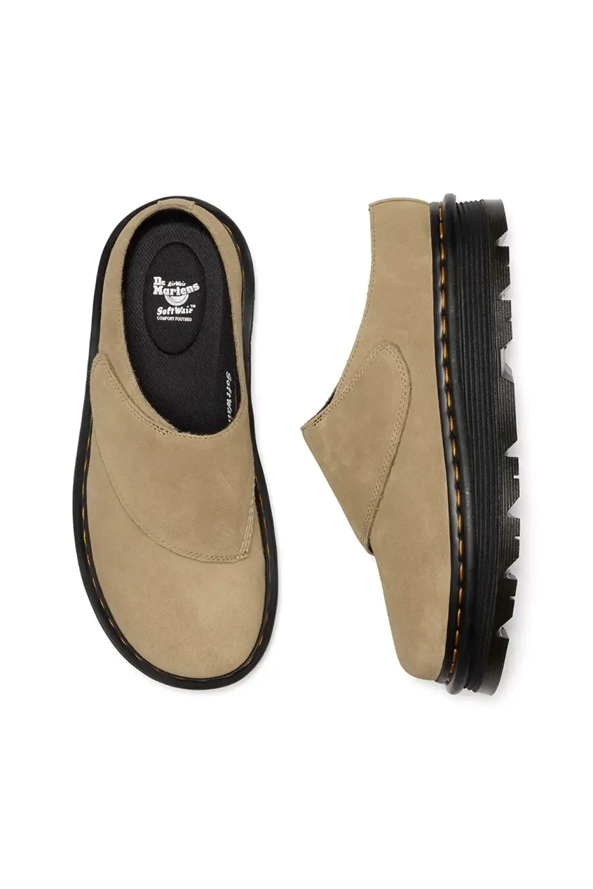 Замшевые шлепанцы Dr. Martens ZebZag AnyWair Mule цвет бежевый