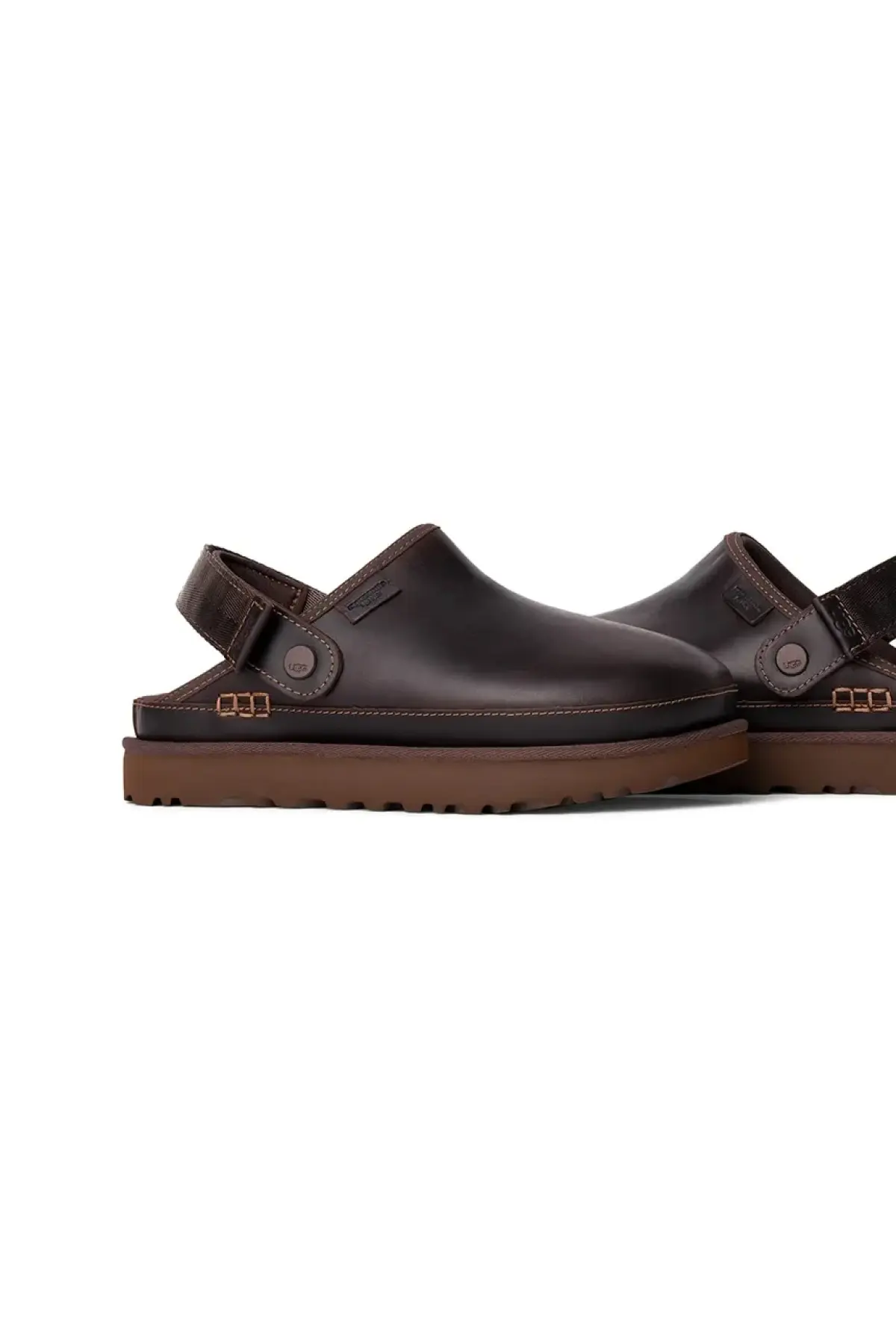 Кожаные шлепанцы UGG Goldenstar Clog Lthr Regen цвет коричневый на платформе 1167536.IWD