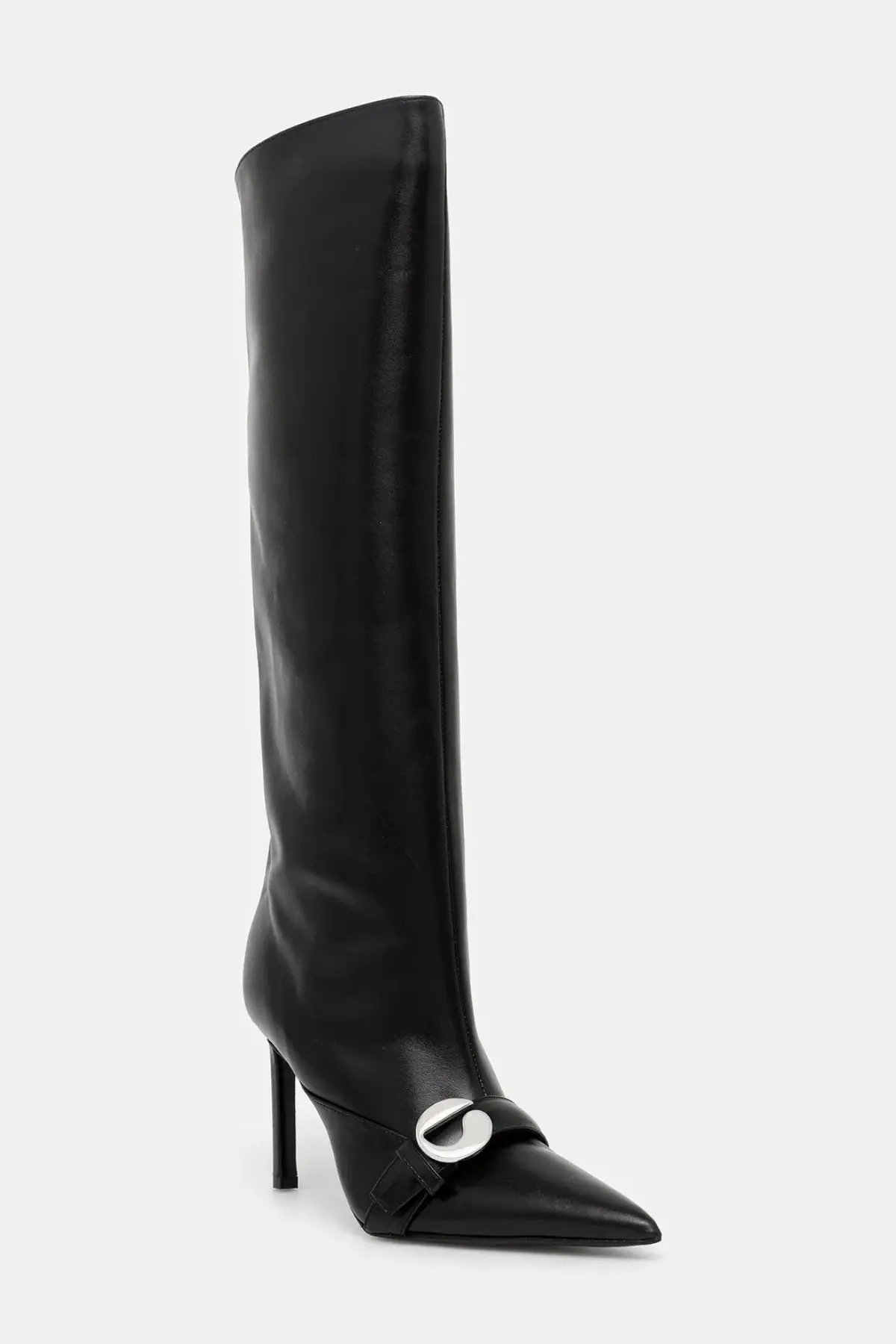 Кожаные сапоги Coperni Belt Boot цвет чёрный на шпильке