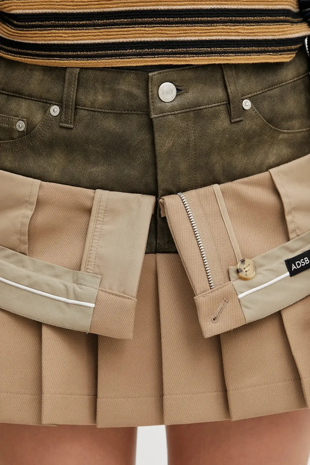 Юбка с шерстью Andersson Bell Inside Out Pleats цвет зелёный mini расклешённая