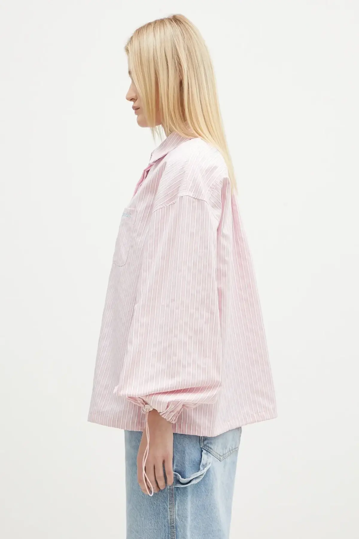 Хлопковая рубашка Fiorucci Elasticated Balloon Sleeve женская цвет розовый relaxed классический воротник