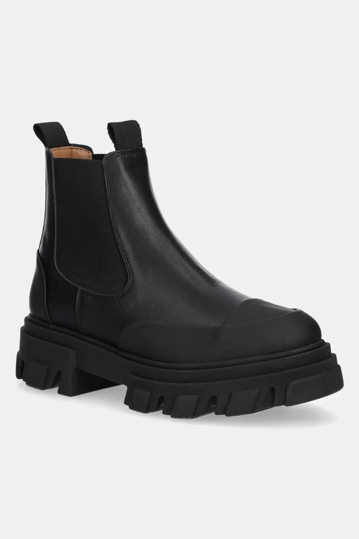 Ботинки GANNI Cleated Low Chelsea Boot цвет чёрный на плоском ходу