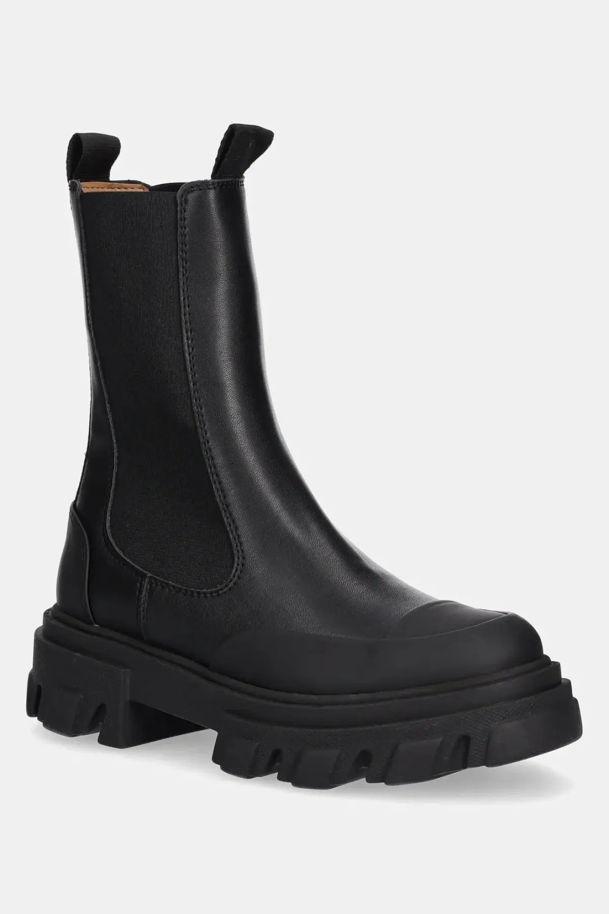 Ботинки GANNI Cleated Low Chelsea Boot цвет чёрный на плоском ходу