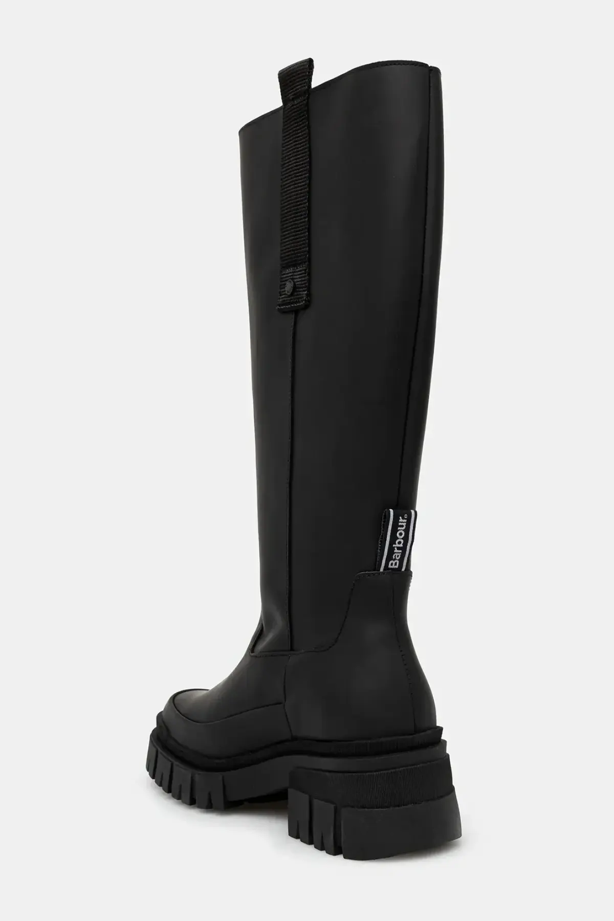 Кожаные сапоги Barbour Saidie Tall Boot цвет чёрный на платформе