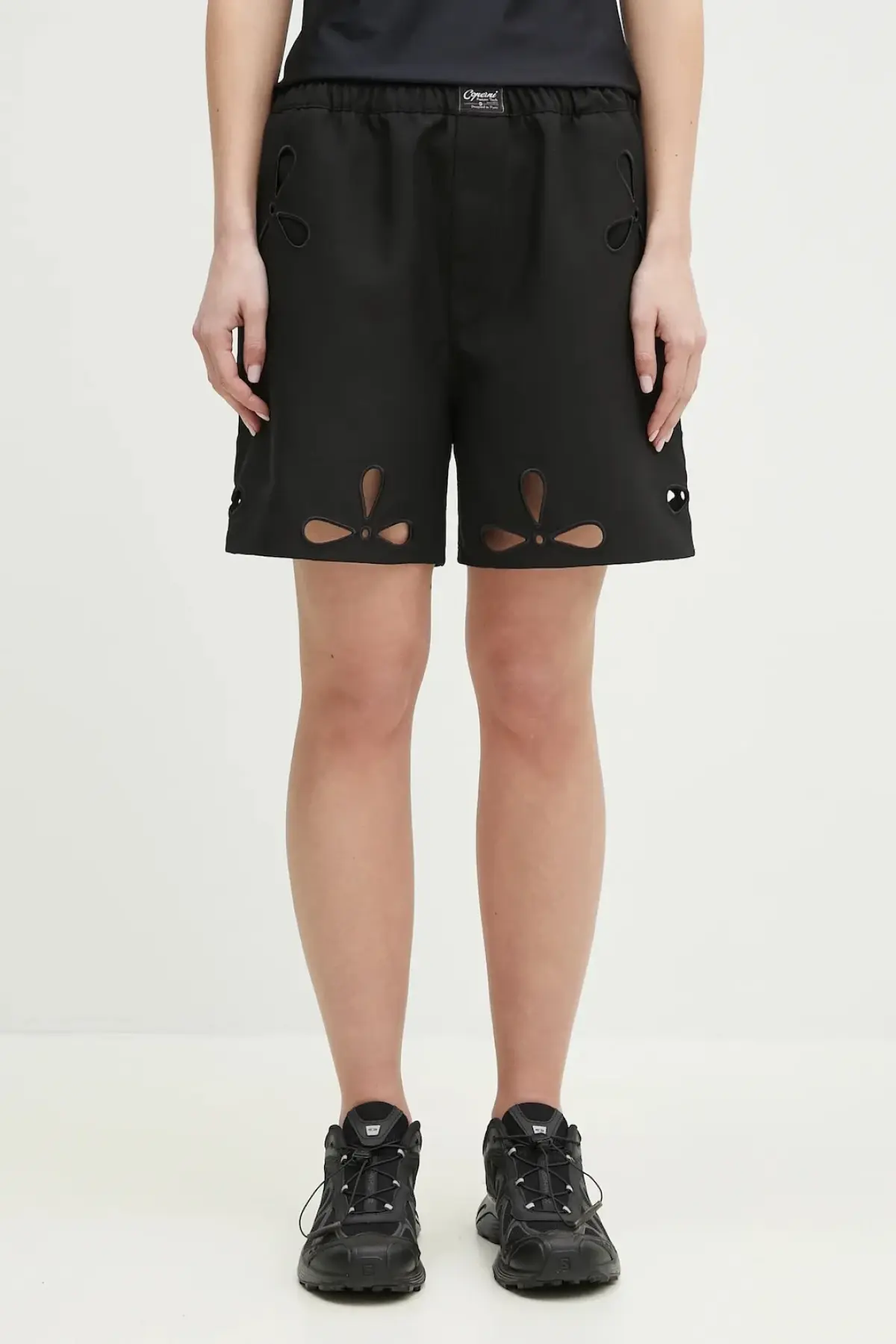 Шорты Coperni Petal Embroidered Cut-Out женские цвет чёрный с аппликацией высокая посадка