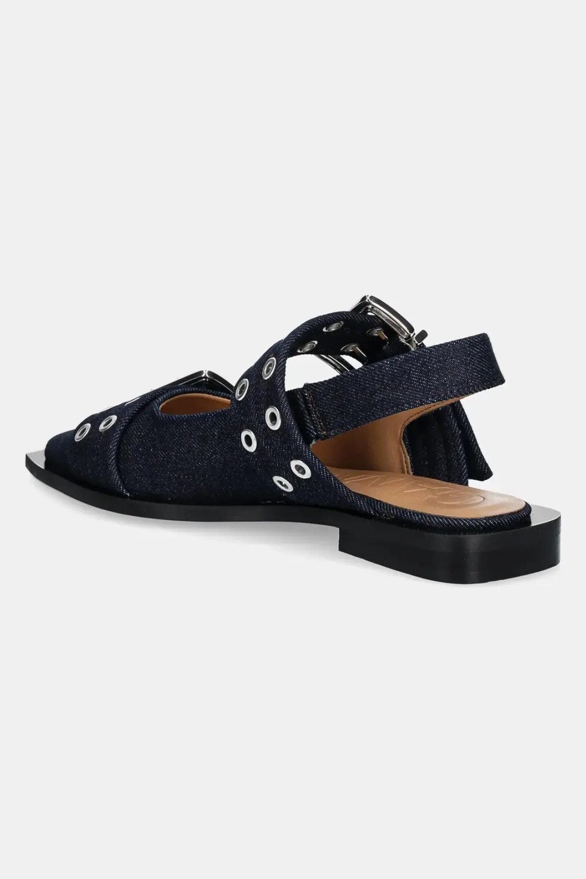 Балетки GANNI Feminine Buckle Ballerina Denim цвет синий открытая пятка