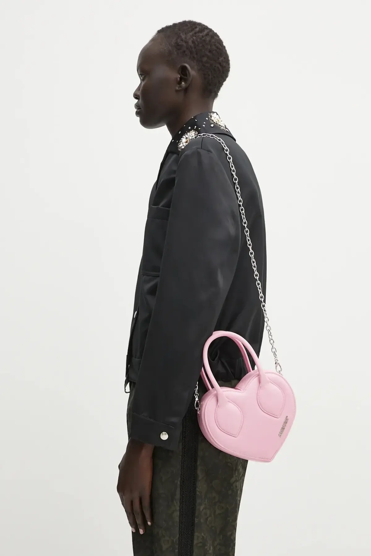 Кожаная сумочка Heart Top Handle Bag цвет розовый