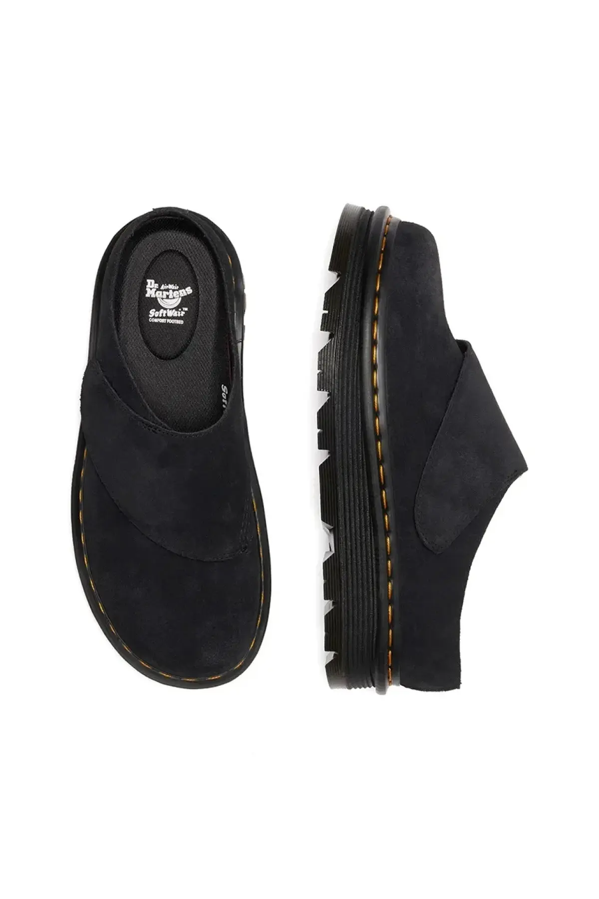 Замшевые шлепанцы Dr. Martens ZebZag AnyWair Mule цвет чёрный