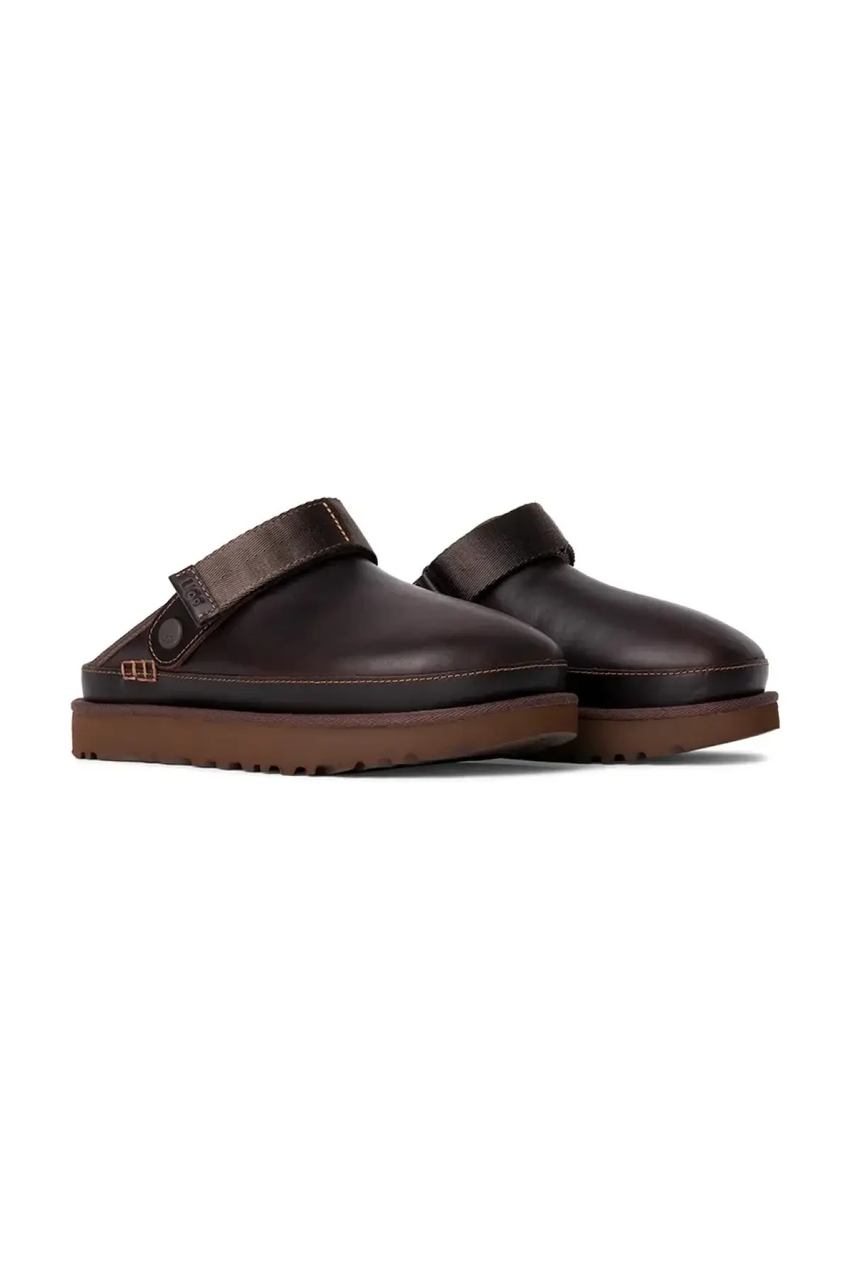 Кожаные шлепанцы UGG Goldenstar Clog Lthr Regen цвет коричневый на платформе 1167536.IWD