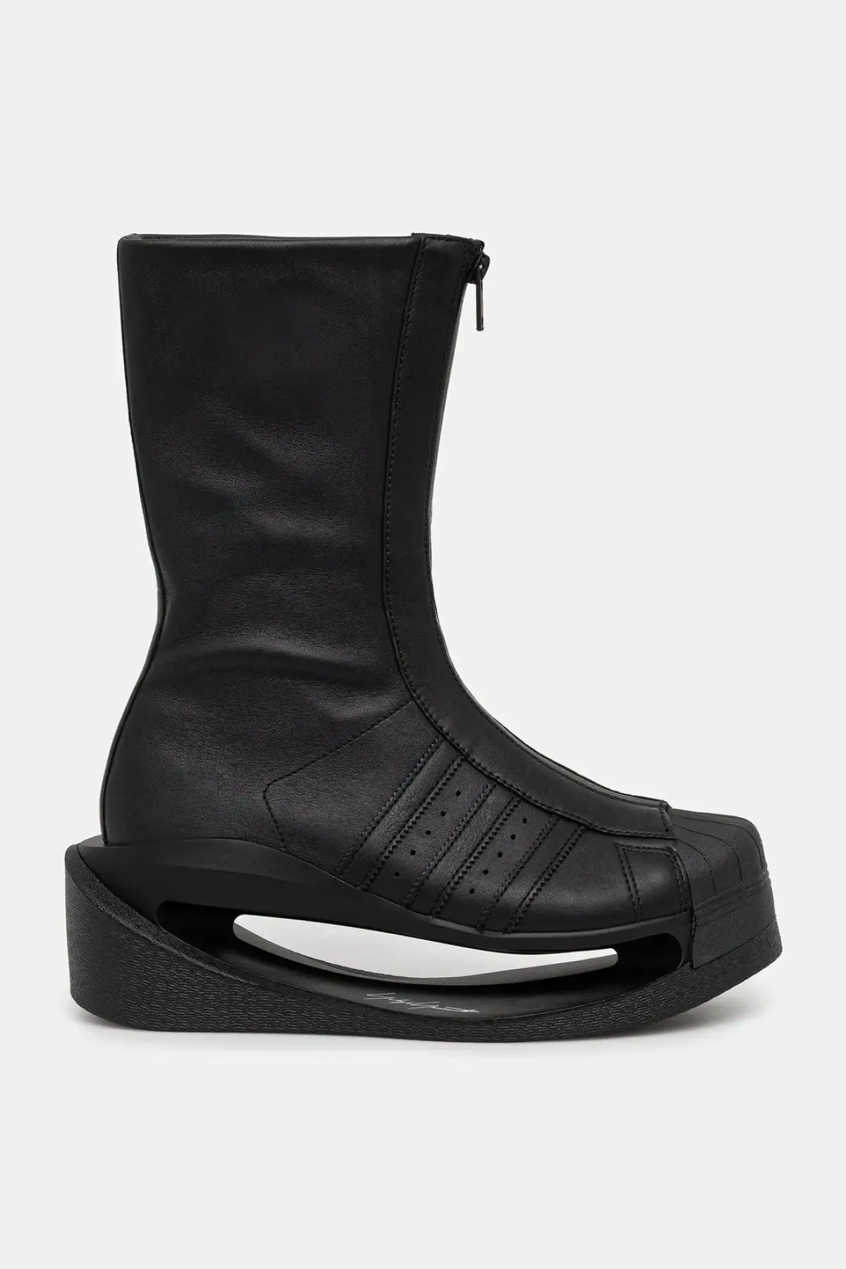 Кожаные полусапожки Y-3 Gendo Boot цвет чёрный на платформе