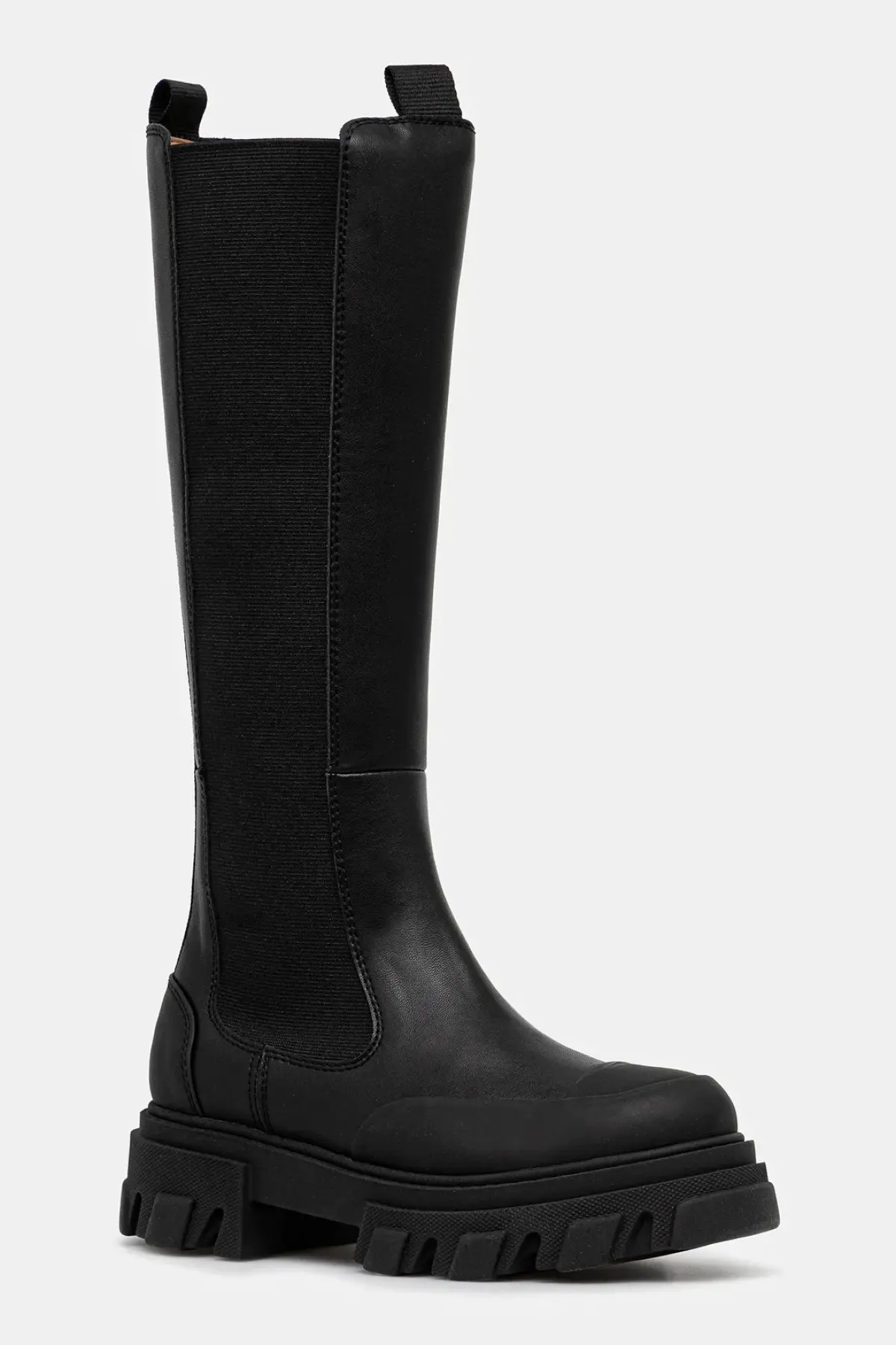 Сапоги GANNI Cleated High Chelsea Boot цвет чёрный на плоском ходу