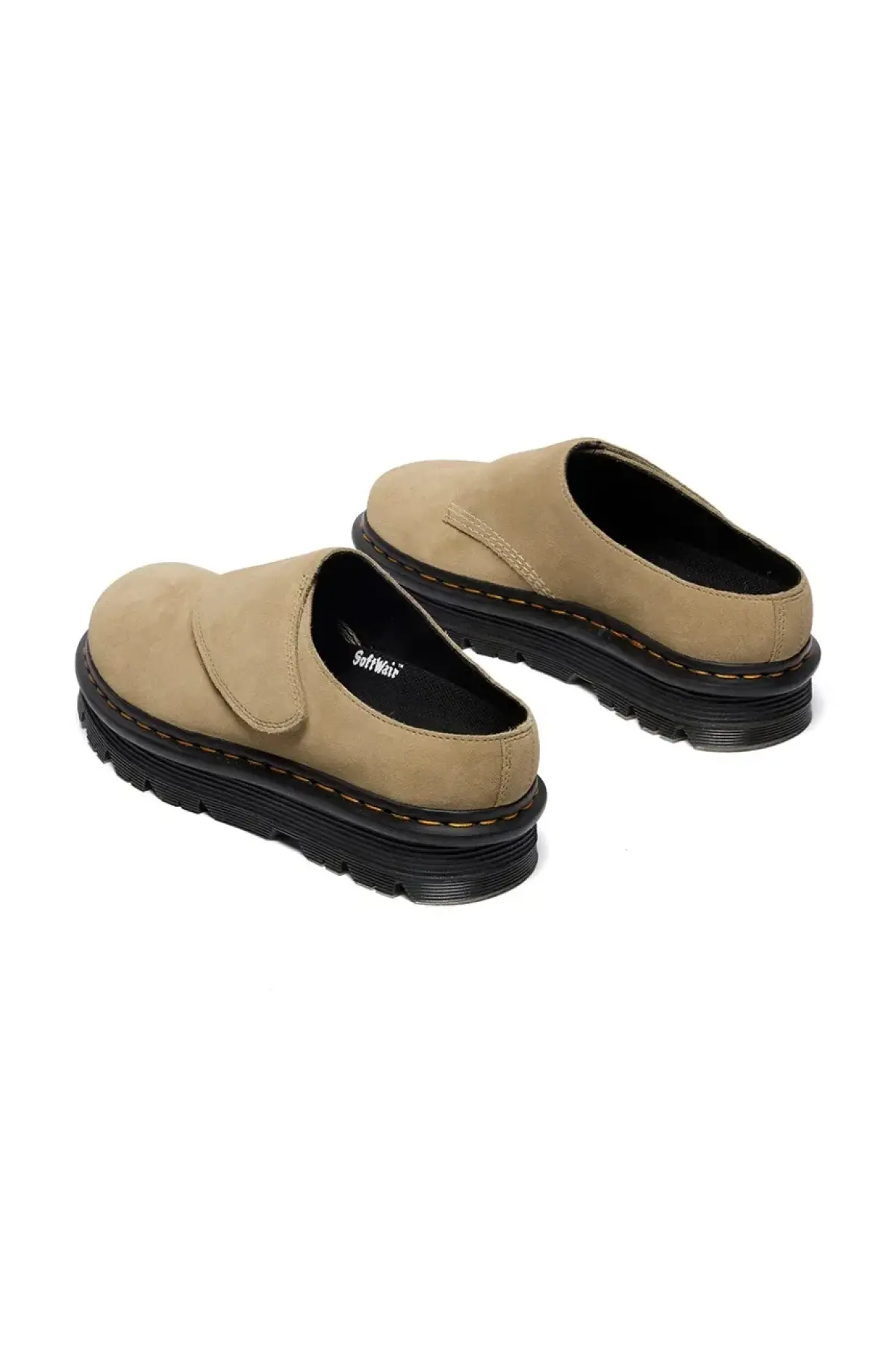 Замшевые шлепанцы Dr. Martens ZebZag AnyWair Mule цвет бежевый