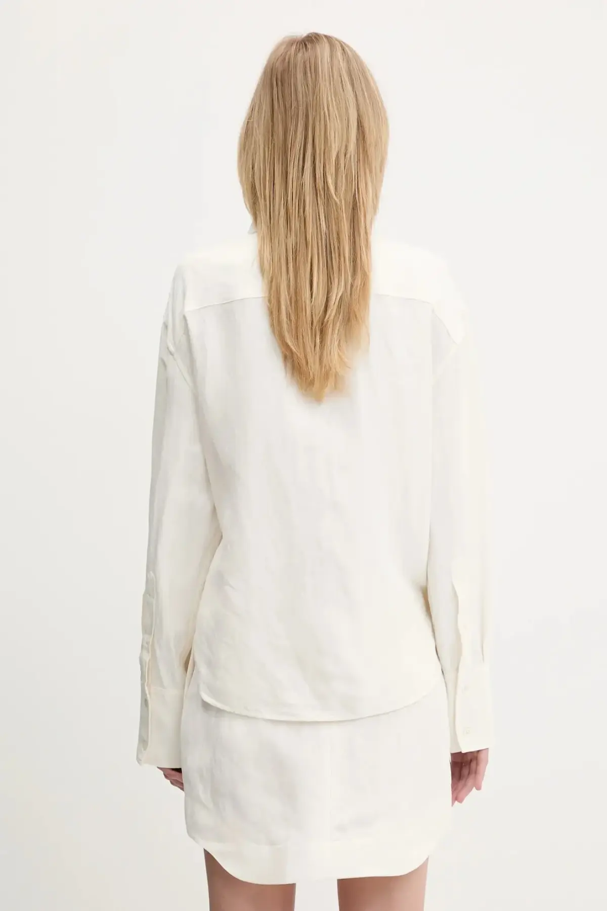 Рубашка с примесью льна JW Anderson Draped Twisted цвет бежевый relaxed классический воротник SH0346.PG1690.002
