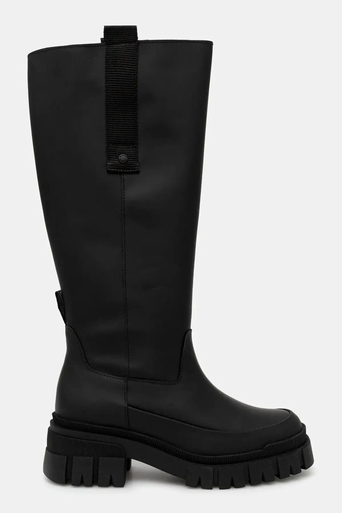 Кожаные сапоги Barbour Saidie Tall Boot цвет чёрный на платформе