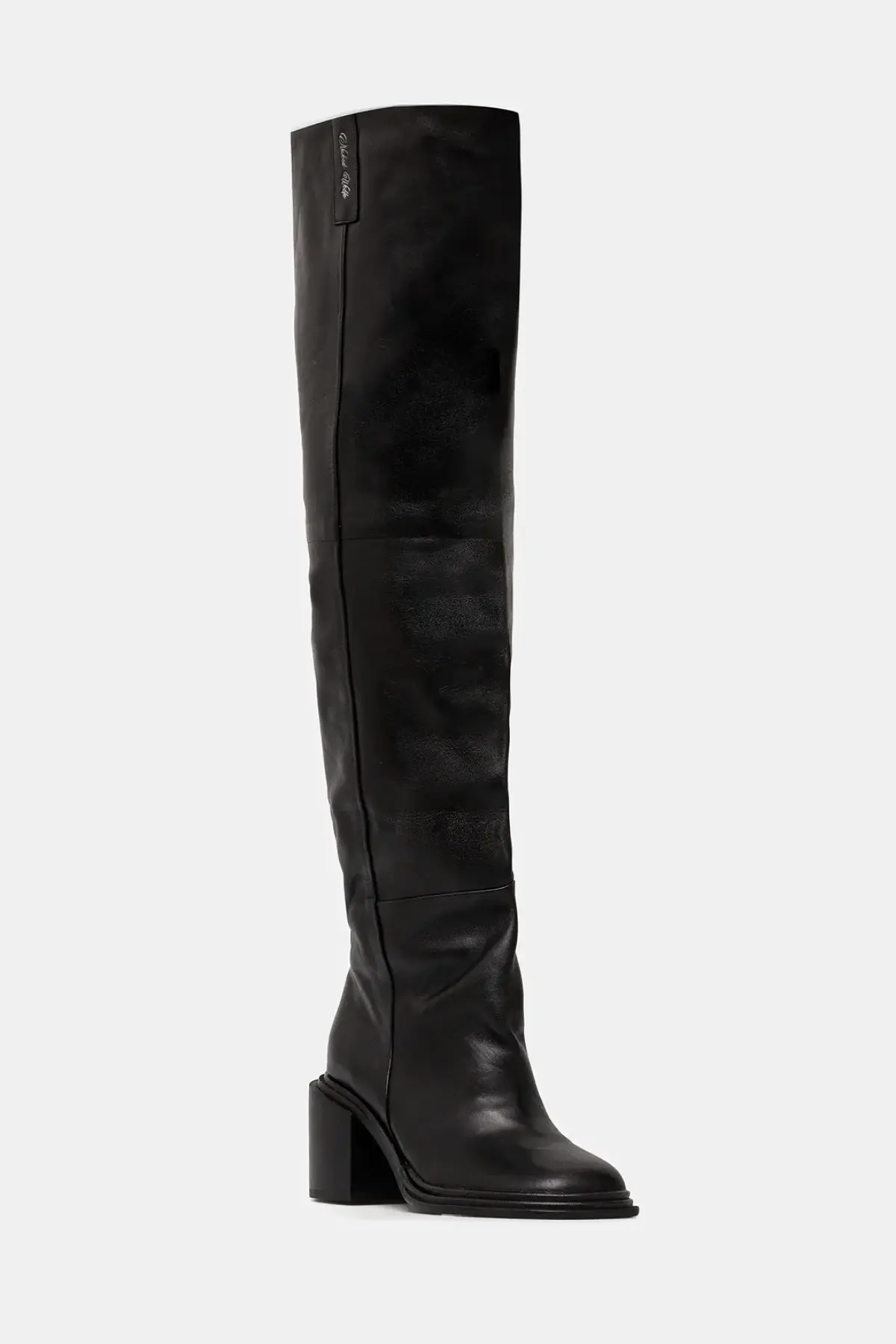 Кожаные сапоги Naked Wolfe Nature цвет чёрный каблук кирпичик Nature Nappa Prince Leather Black