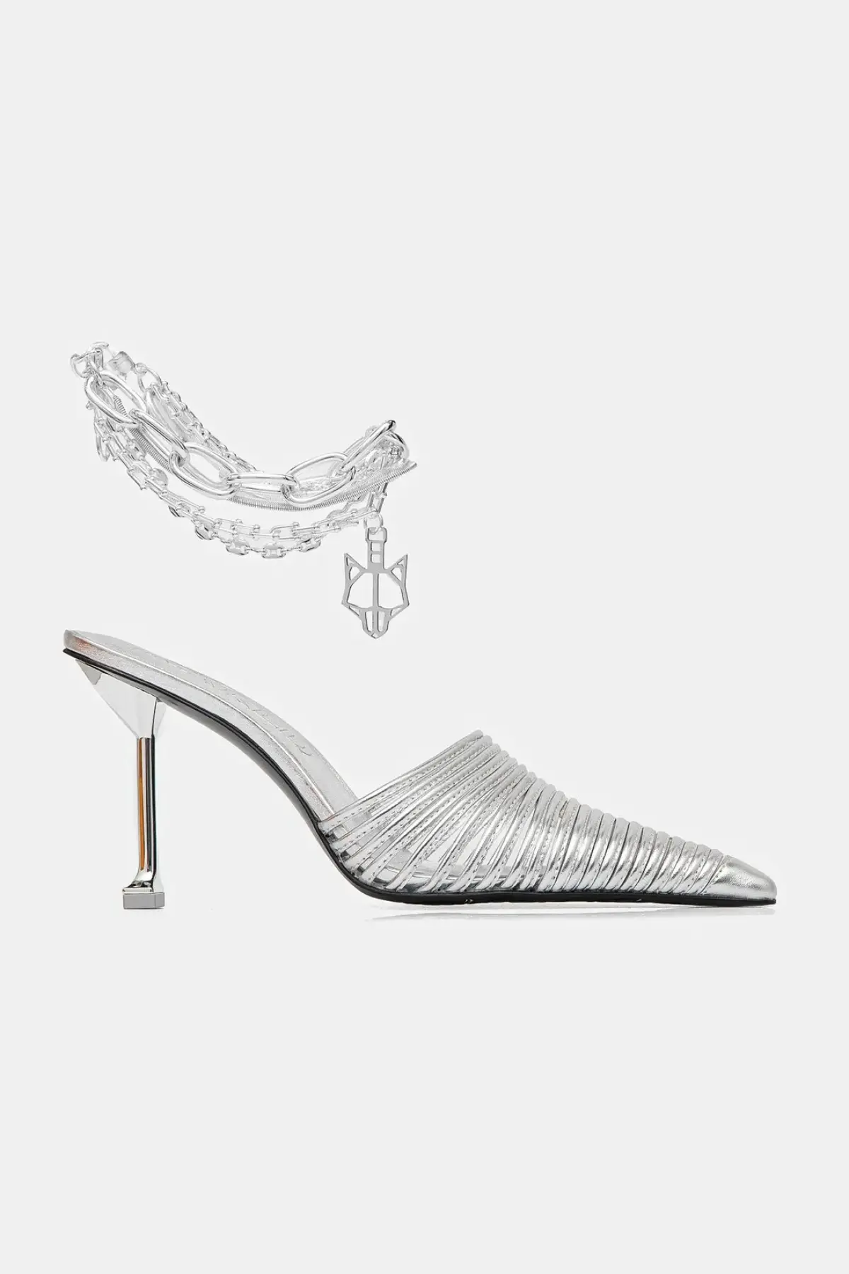 Кожаные шлепанцы Naked Wolfe Chromed цвет серебрянный Chromed Silver Leather