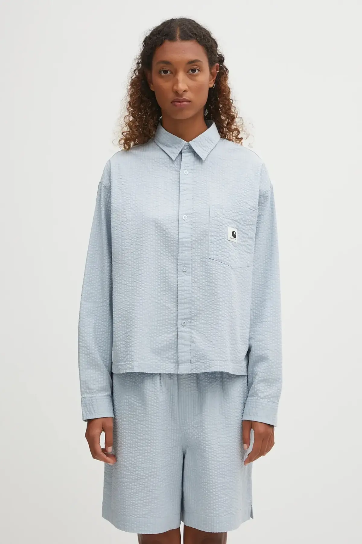 Хлопковая рубашка Carhartt WIP W' L/S Toland relaxed классический воротник I035132.31SXX