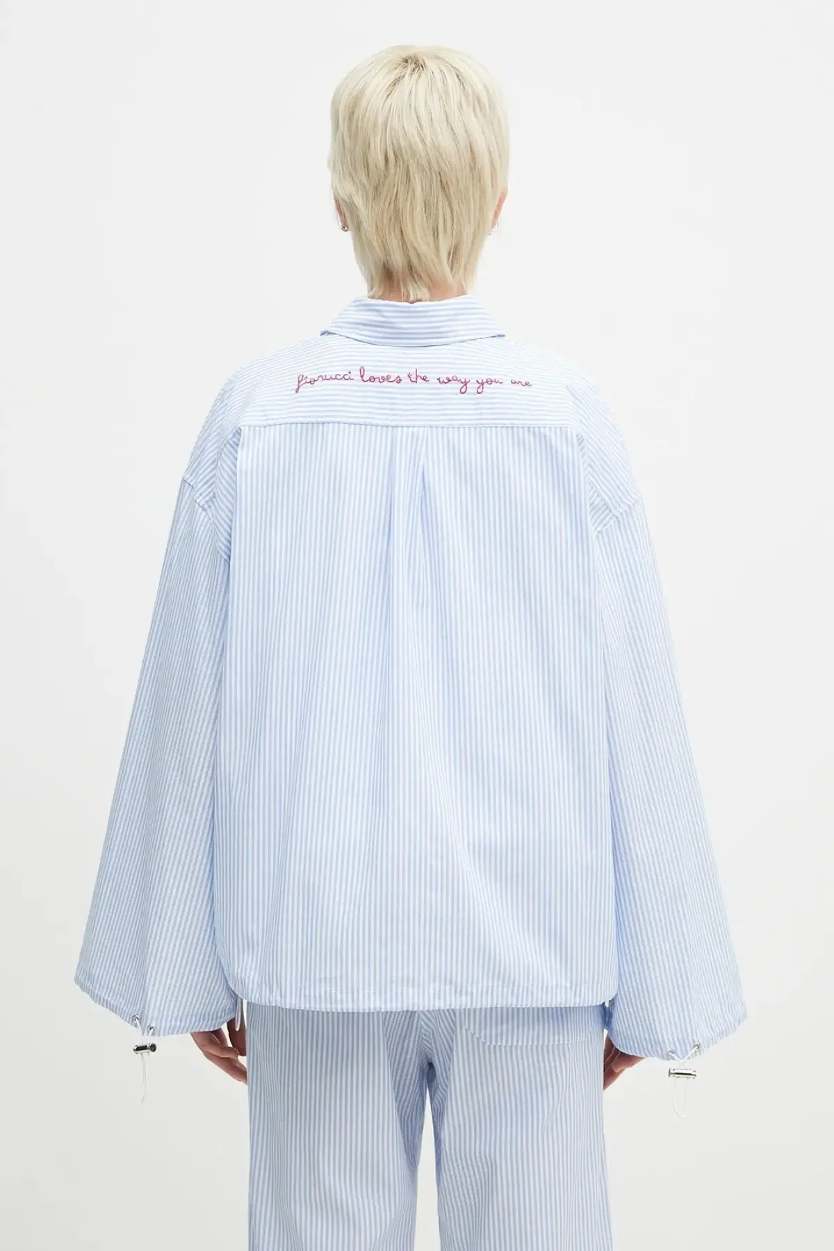 Хлопковая рубашка Fiorucci Striped Embroidered Drawstring Shirt женская relaxed классический воротник