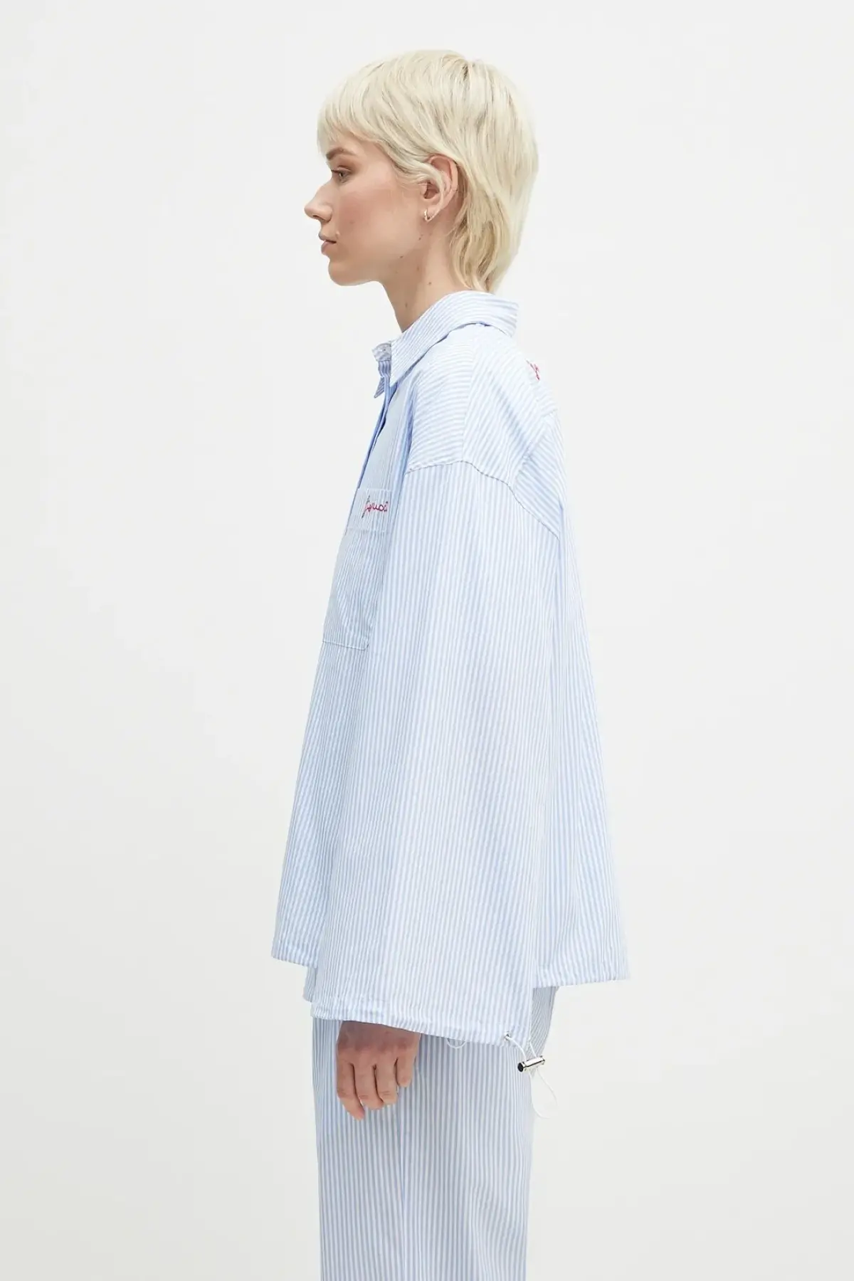 Хлопковая рубашка Fiorucci Striped Embroidered Drawstring Shirt женская relaxed классический воротник