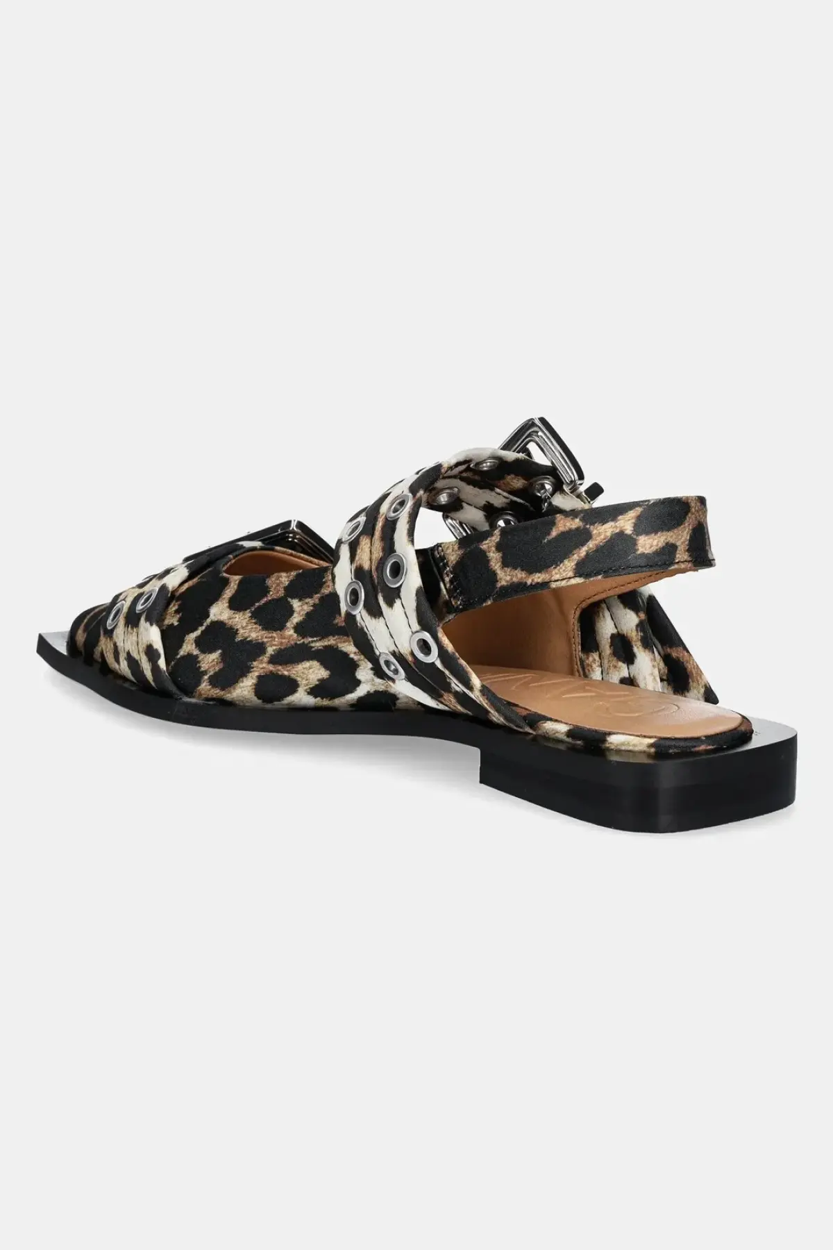 Балетки GANNI Feminine Buckle Ballerina Satin Print цвет коричневый открытая пятка