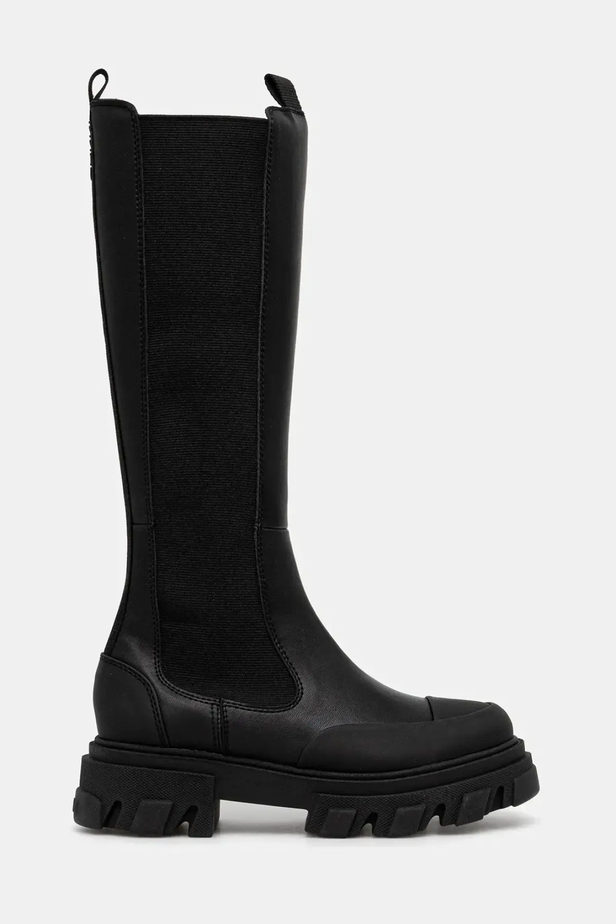 Сапоги GANNI Cleated High Chelsea Boot цвет чёрный на плоском ходу