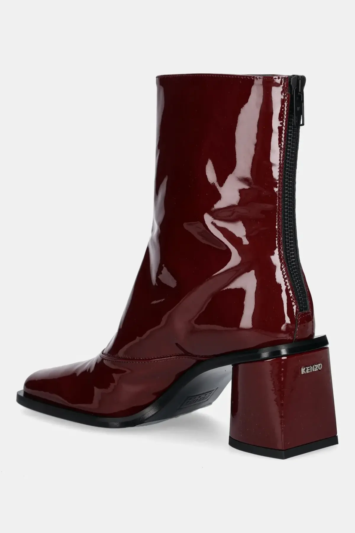 Кожаные полусапожки Kenzo Kimi Ankle Boots цвет бордовый каблук кирпичик FF62BT120L69.22