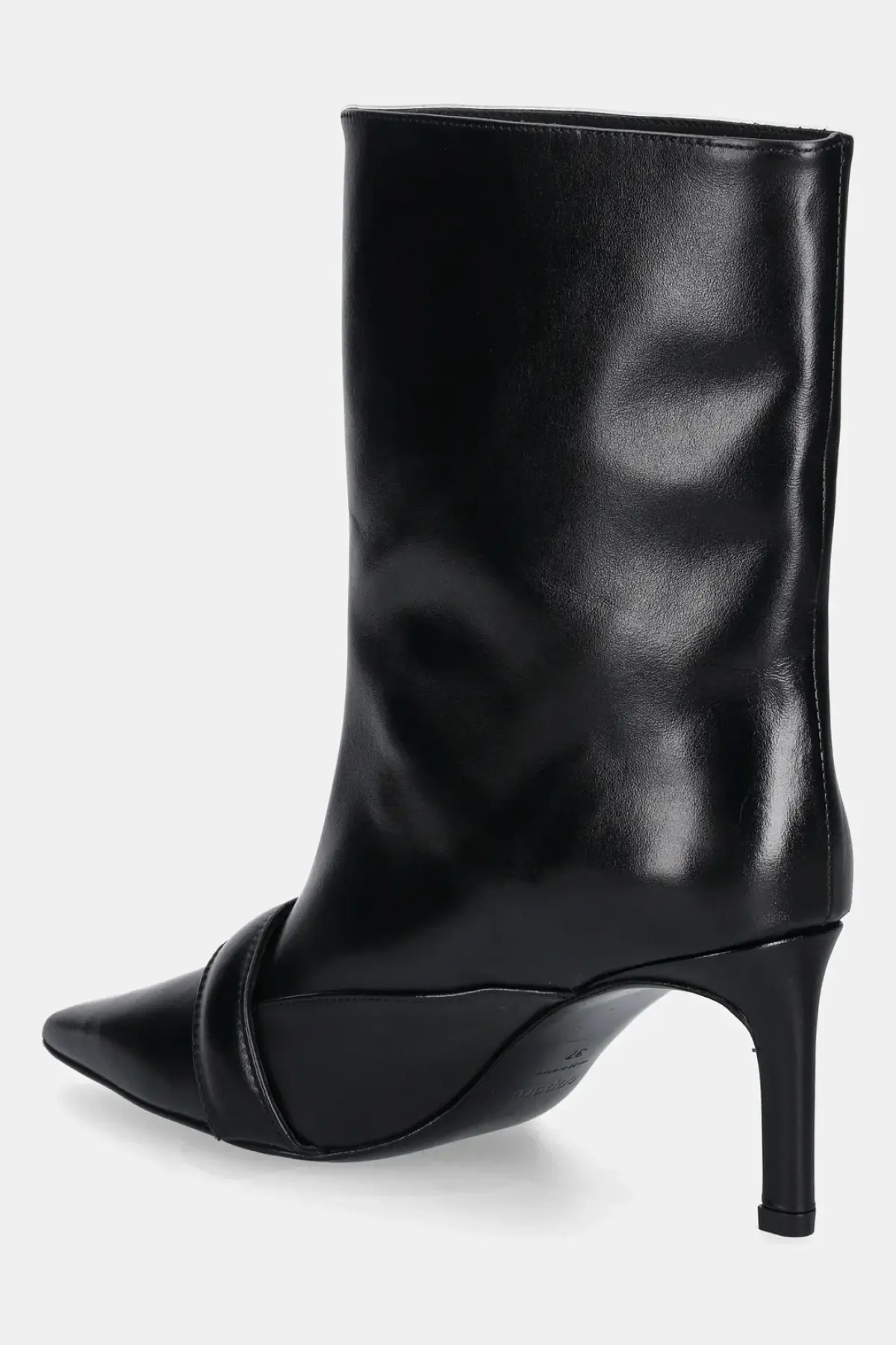 Кожаные полусапожки Coperni Ankle Heeled Belt Boots цвет чёрный на шпильке