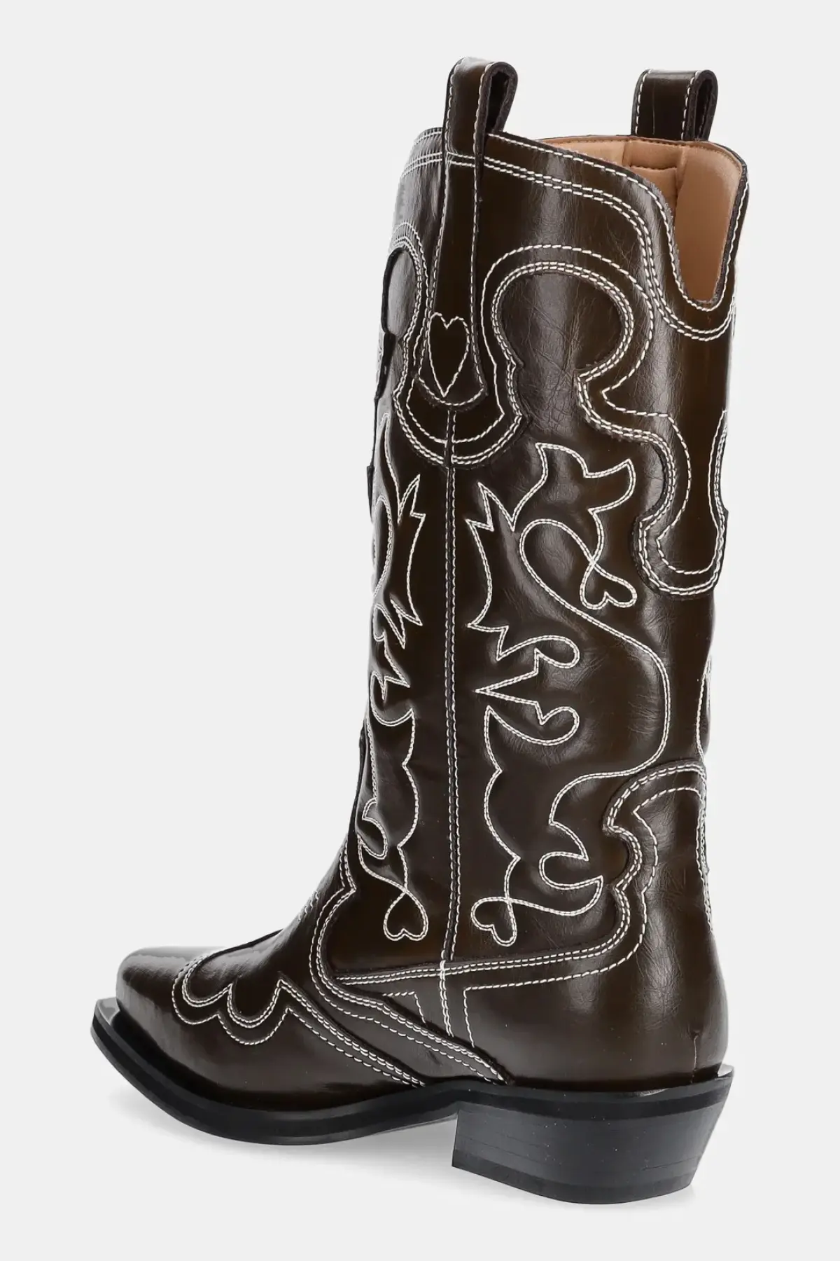 Полусапоги GANNI Mid Shaft Embroidered Western Boot Oleatex цвет коричневый каблук кирпичик