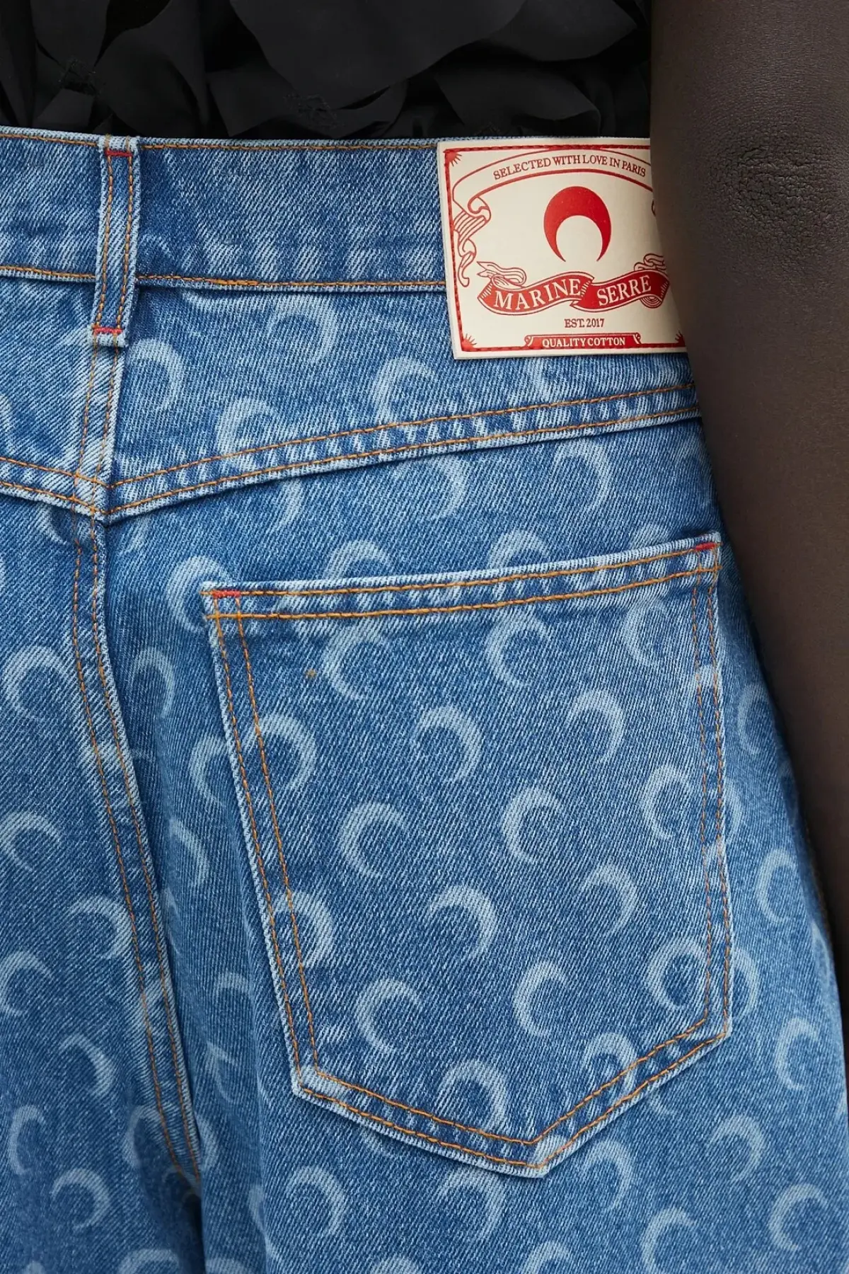 Джинсовые шорты Marine Serre Moon Laser Denim Skater узор высокая посадка USH004A.CDEN0002