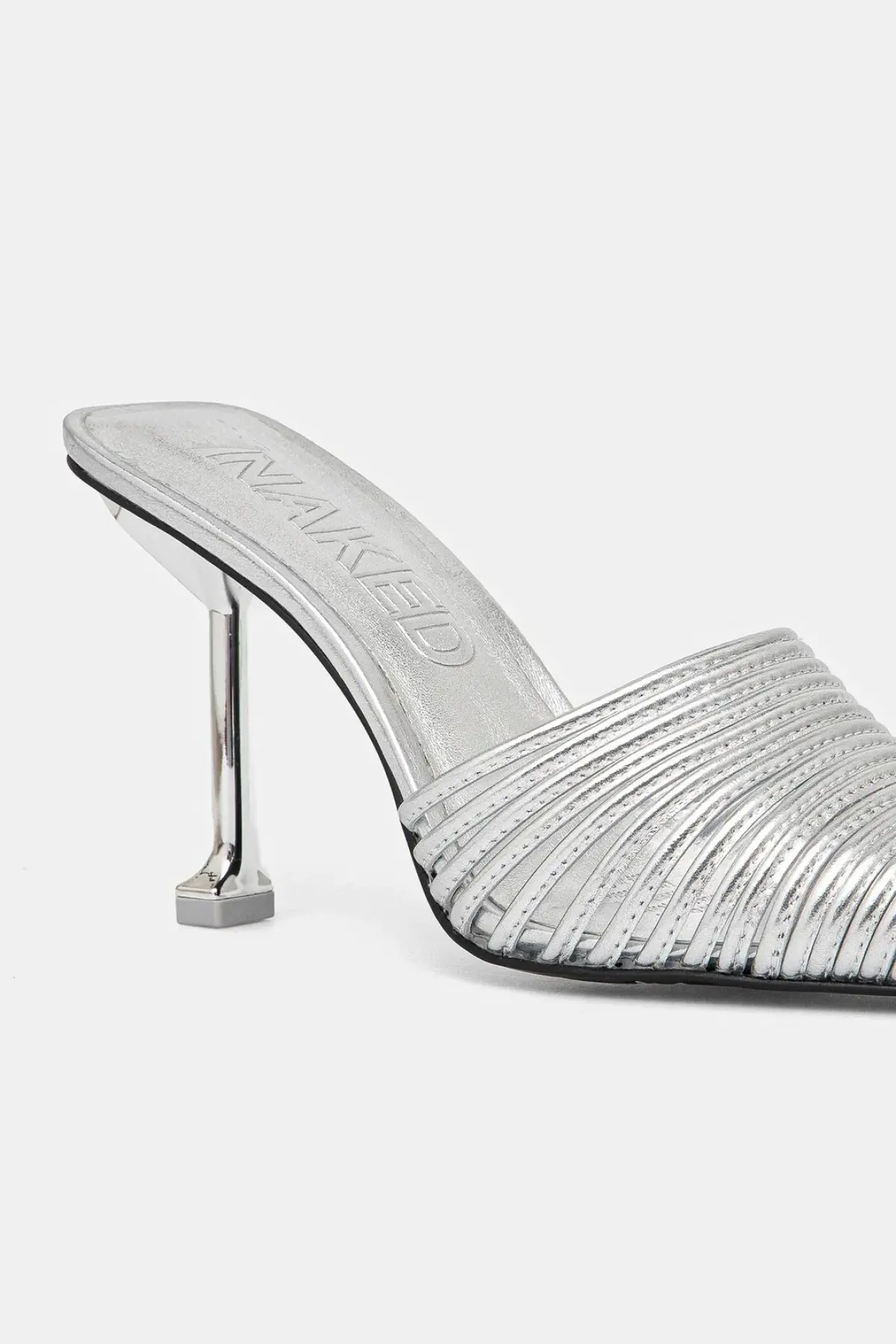 Кожаные шлепанцы Naked Wolfe Chromed цвет серебрянный Chromed Silver Leather