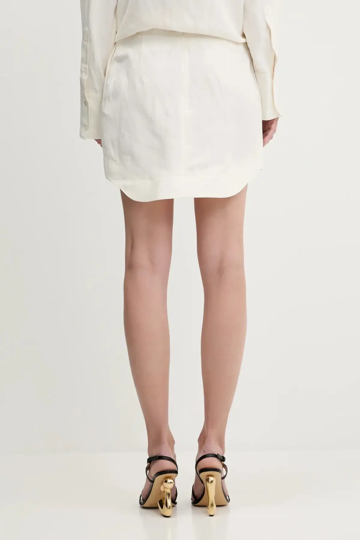 Юбка из смесового льна JW Anderson Curved Hem Mini цвет бежевый mini прямая SK0185.PG1690.002