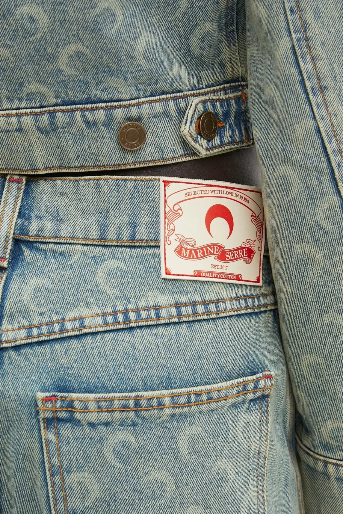 Джинсовые шорты Marine Serre Moon Laser Denim Skater узор высокая посадка USH004A.CDEN0003