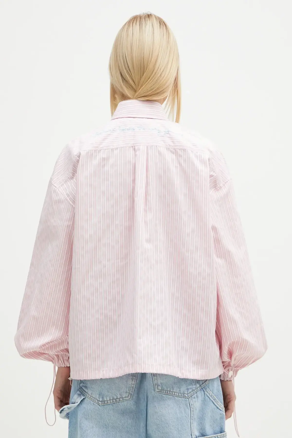 Хлопковая рубашка Fiorucci Elasticated Balloon Sleeve женская цвет розовый relaxed классический воротник