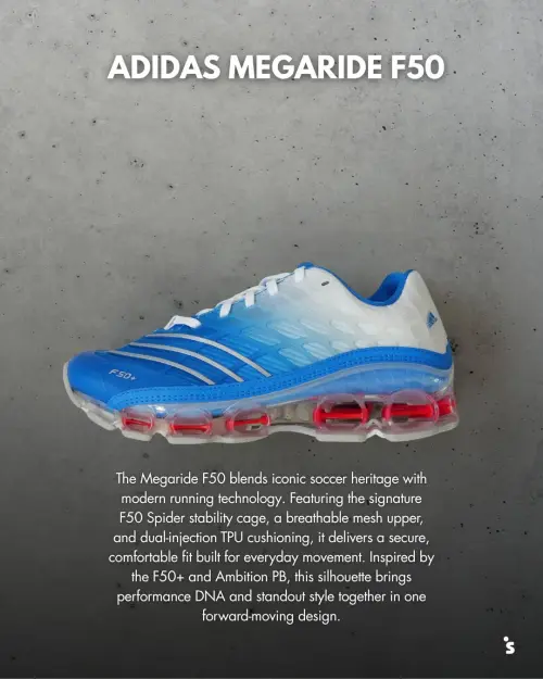 Две эпохи в одном кроссовке: Adidas Megaride F50 — футбольная легенда на механической подошве