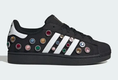 adidas Superstar «Jewel»: чёрный холст с разноцветными камнями