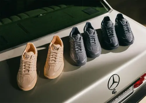Mercedes-Benz x adidas Samba в бежевом, сером и чёрном цветах