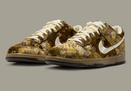 Nike Dunk Low «Golden Hops Brocade» с цветочным верхом из бархата